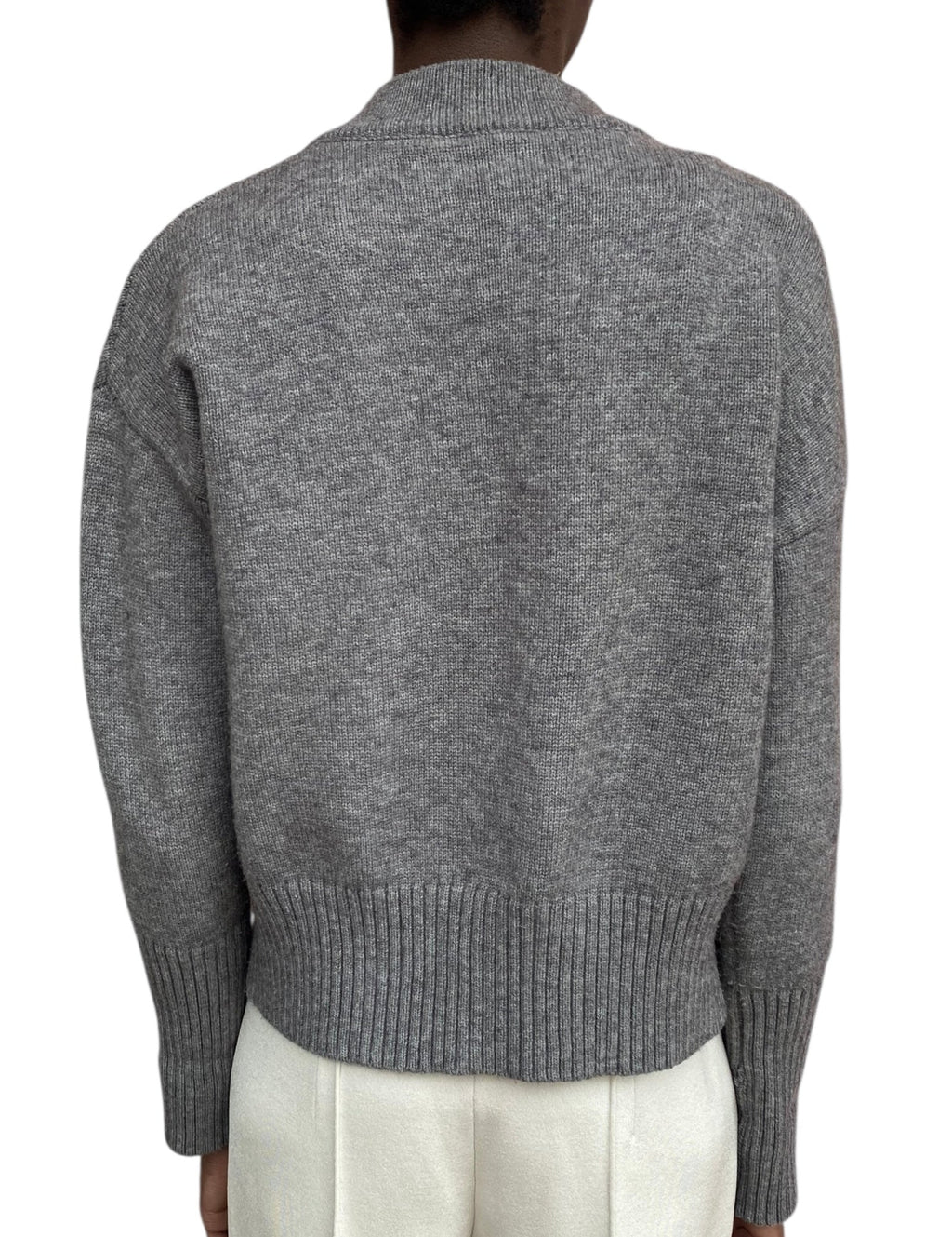 Ami Paris Grey Wool Knit Logo igan - M / US 6