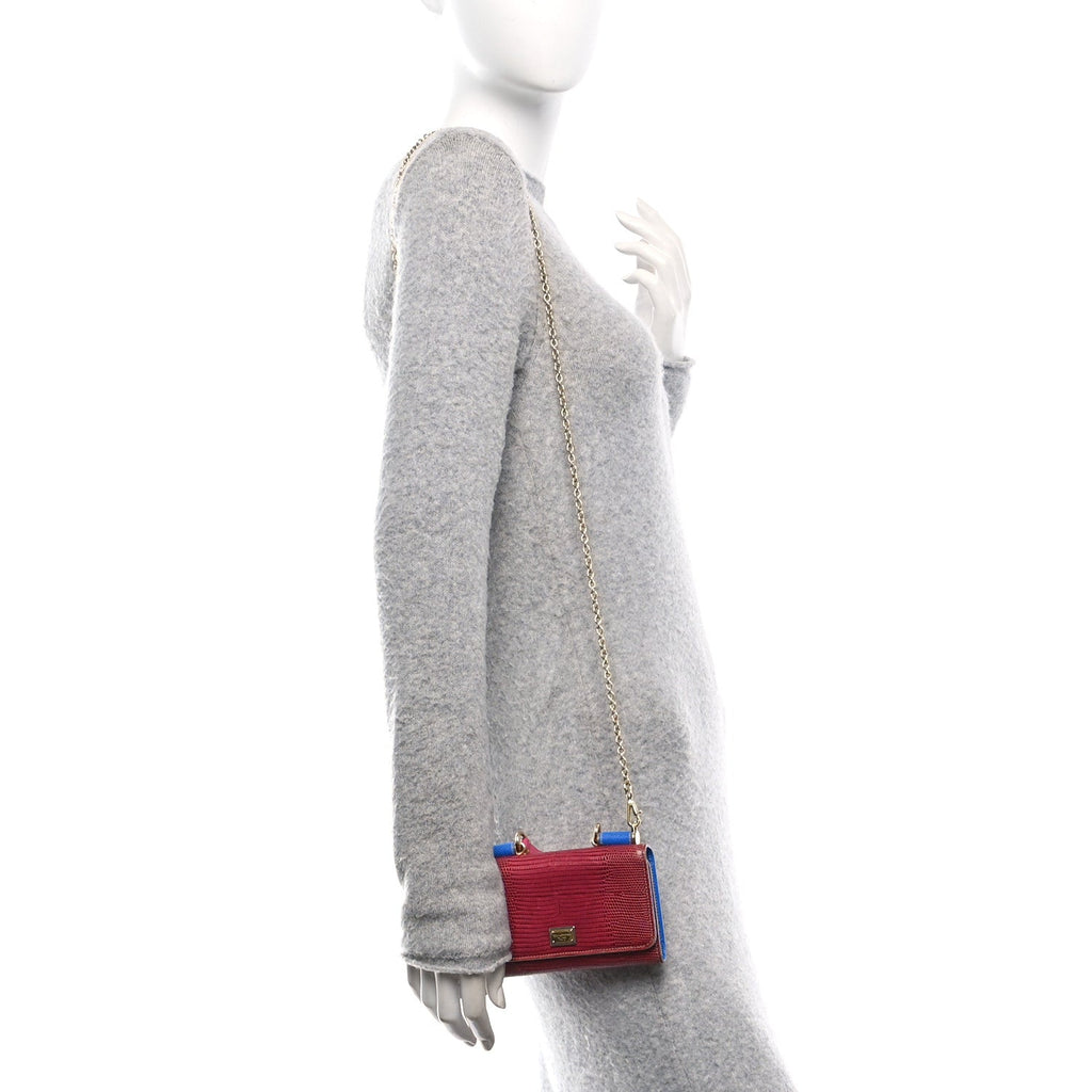 Dauphine Stampa Iguana Mini Miss Sicily Chain Phone Case Wallet Red Multicolor