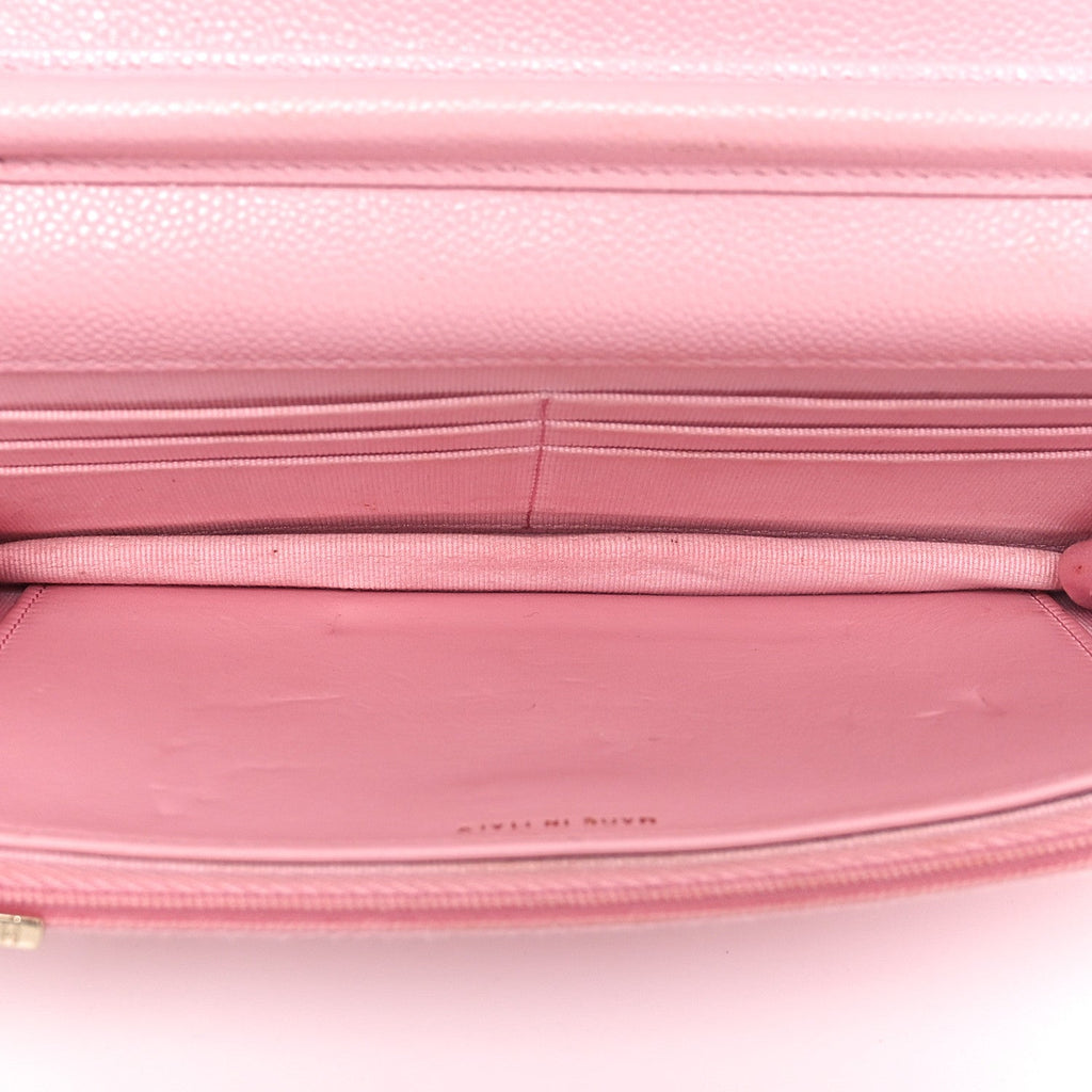 Caviar Quilted Chain CC Wallet On Chain WOC Pink