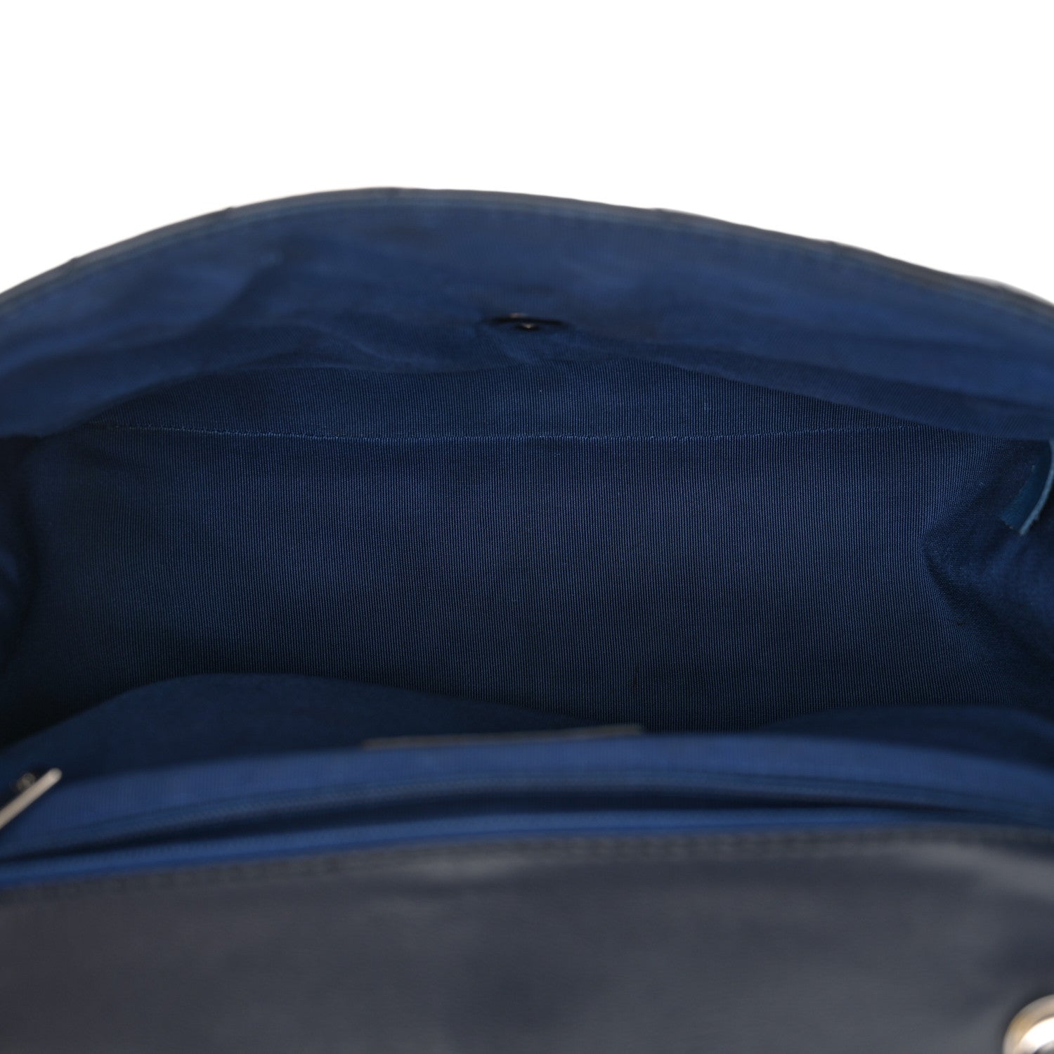 Lambskin Chevron Quilted Single Flap Navy Blue
