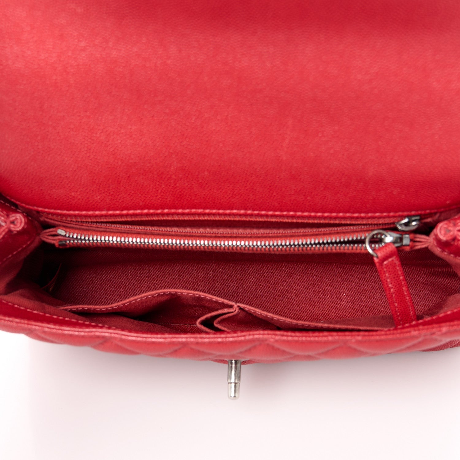 Caviar Quilted Small Coco Handle Flap Red