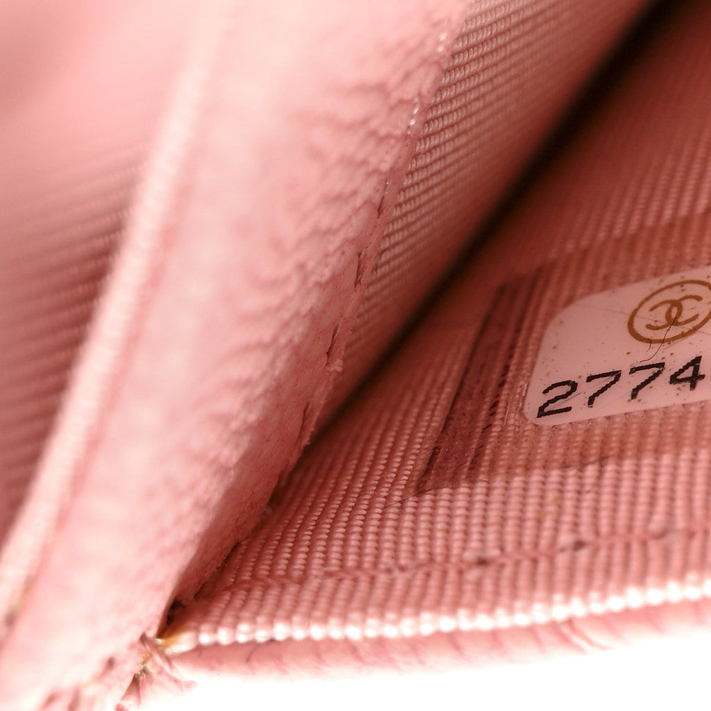 Caviar Flat Chevron Quilted Flap  Holder Pink