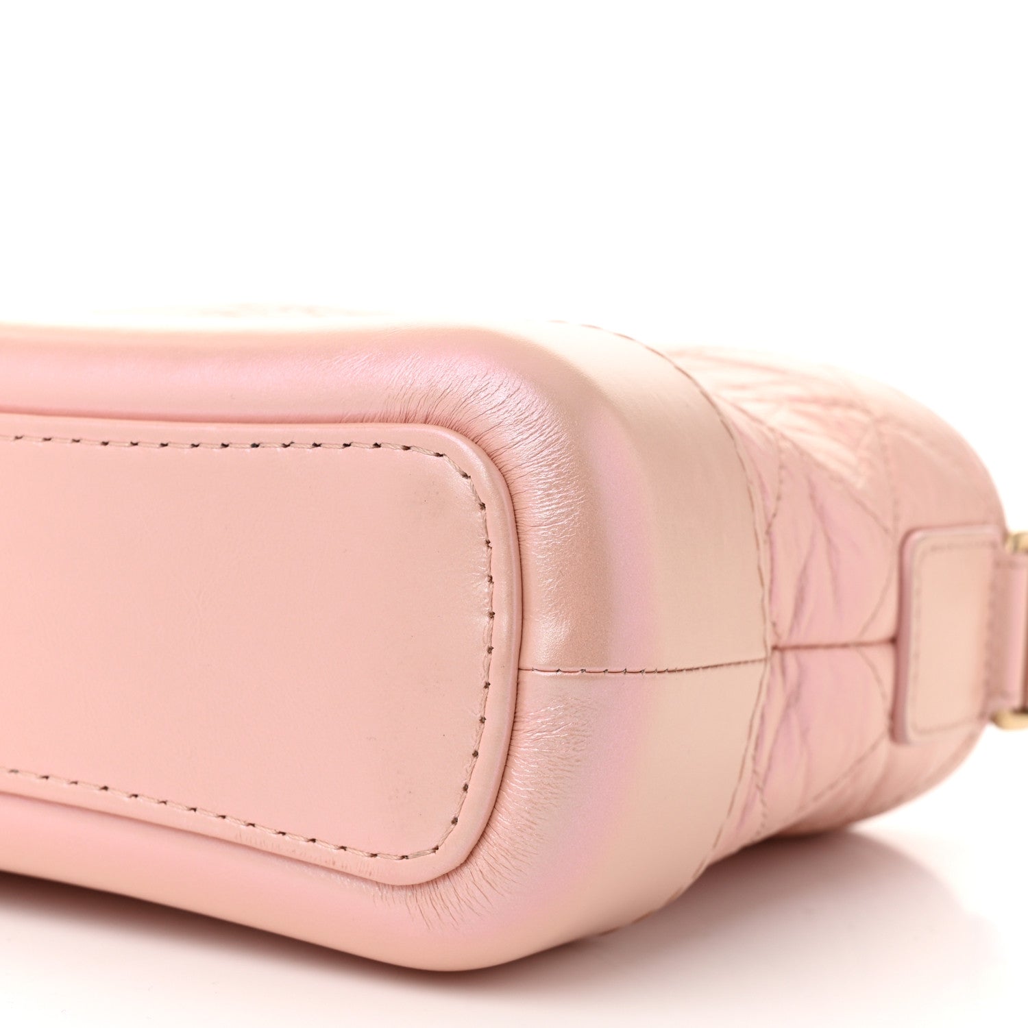 Iridescent Aged Calfskin Quilted Small Gabrielle Hobo Light Pink