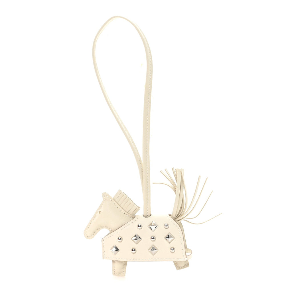 Milo Lambskin Studded Grigri Rodeo Robeo Rock Horse Bag Charm PM Craie