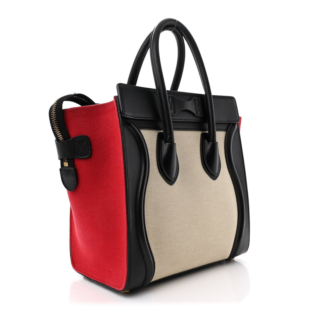 Canvas Smooth Calfskin Micro Tri-Color Luggage Carmin