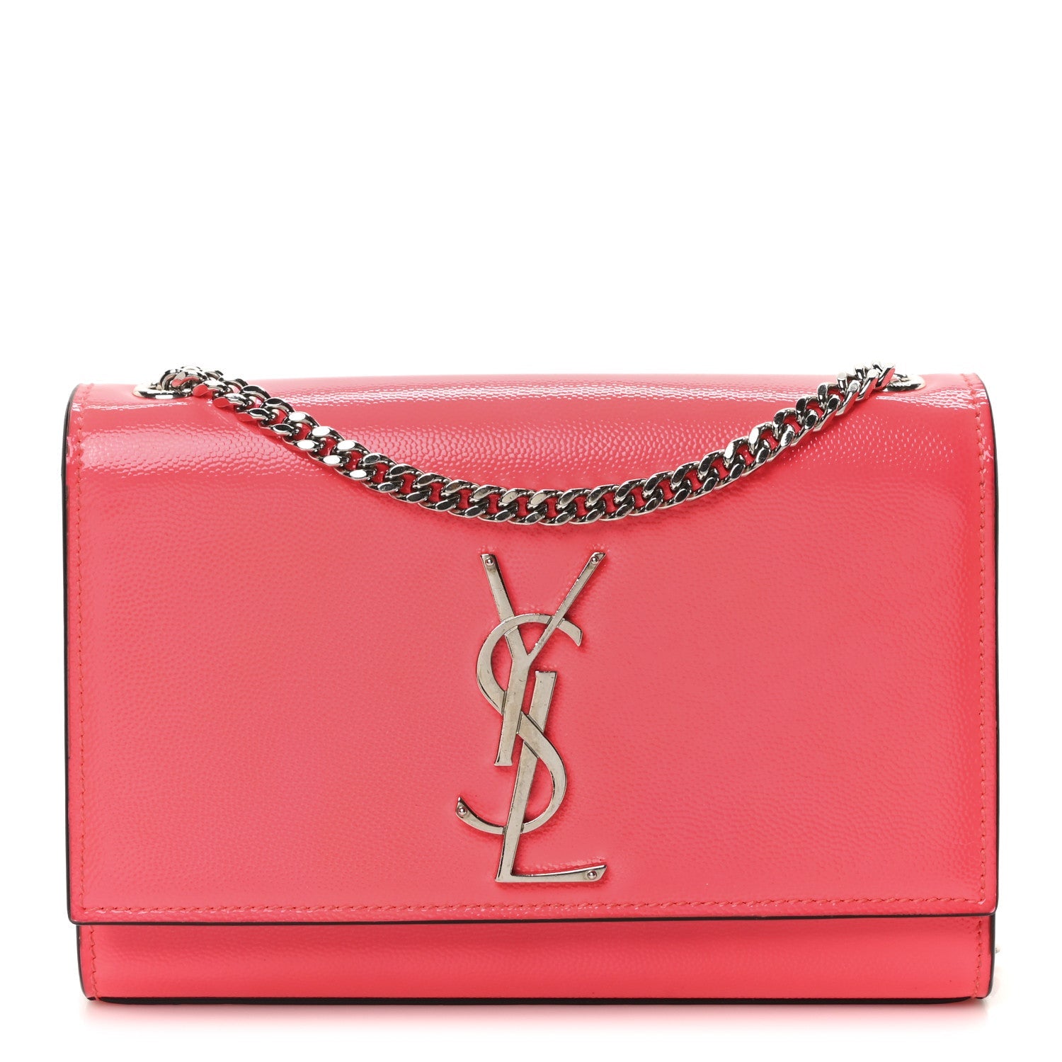 Patent Grain de Poudre Small Monogram Kate Satchel Neon Pink