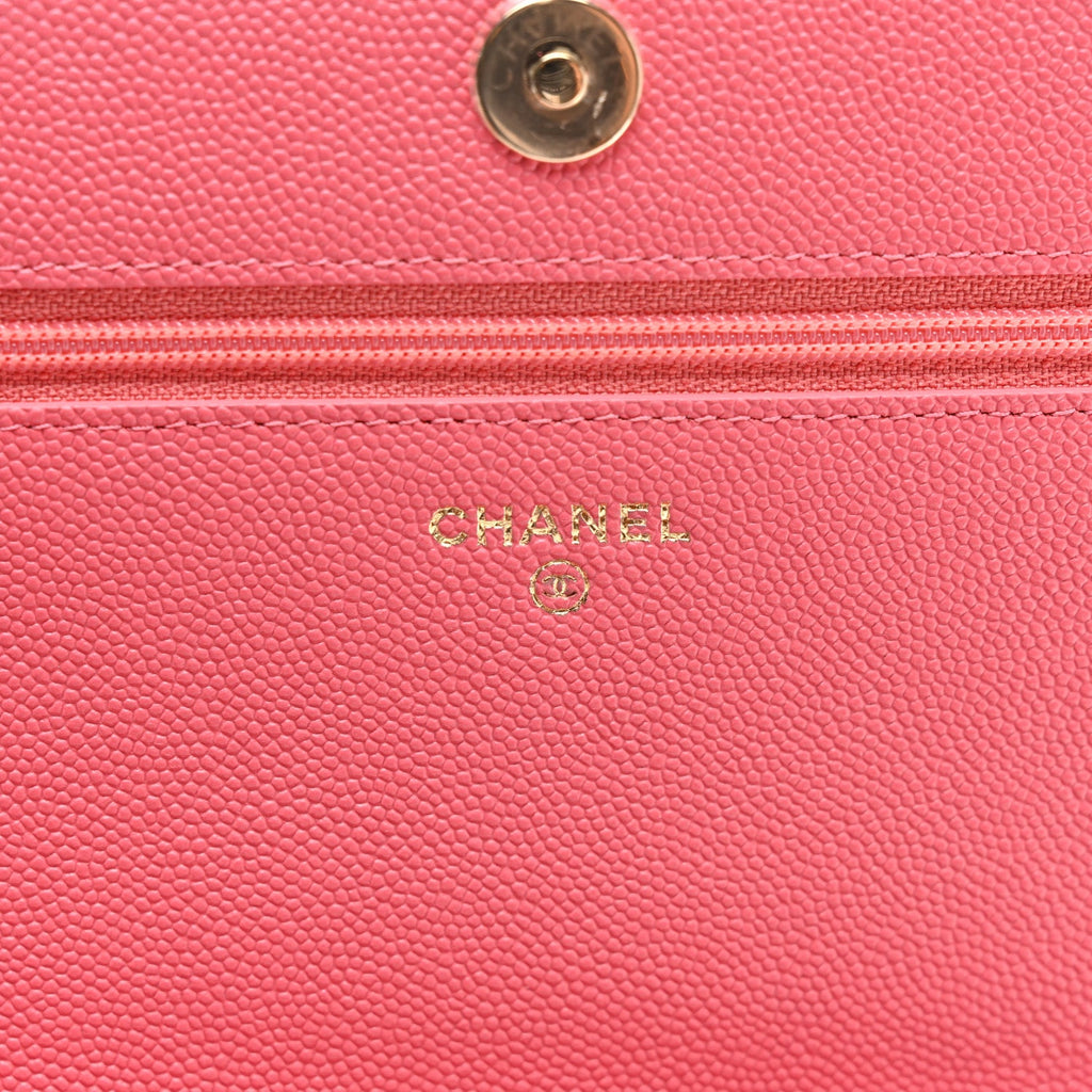 Caviar Quilted Vintage Mademoiselle Wallet On Chain WOC Dark Pink