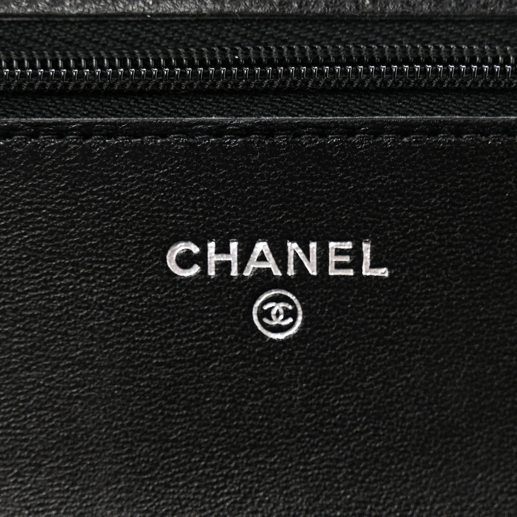 Lambskin Quilted Wallet On Chain WOC So Black