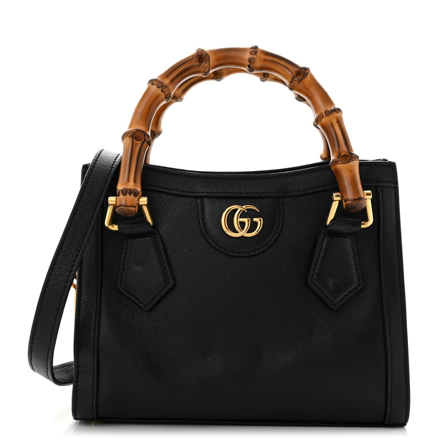 Wonka Grain Calfskin Mini Diana Tote Bag Black Yellow Fluo