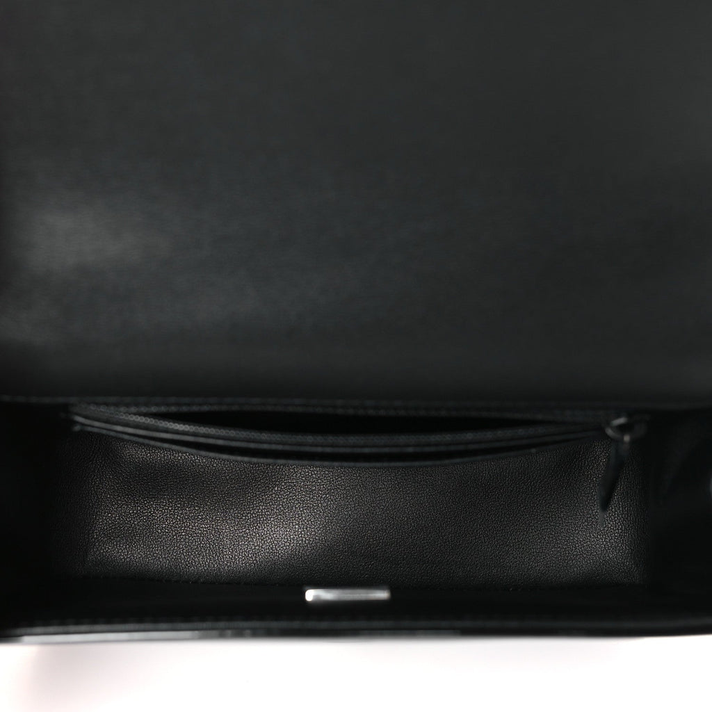 Patent Calfskin Small Camellia Flap Black