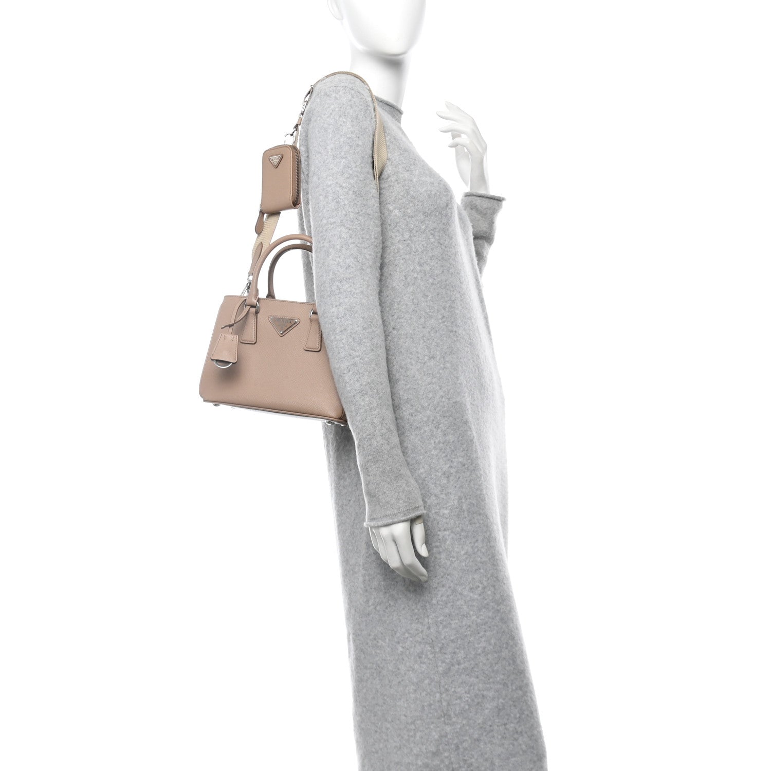 Saffiano Lux Micro Galleria Shoulder Bag Cammeo