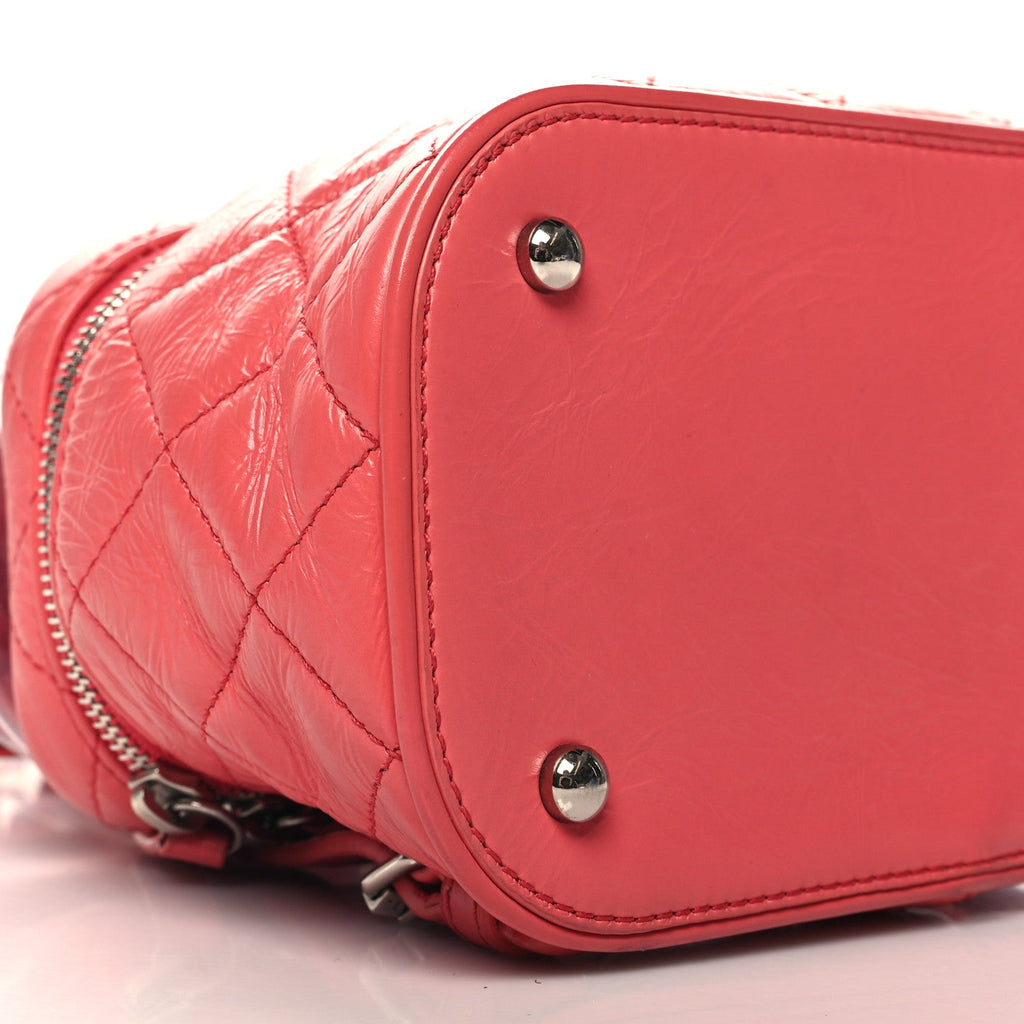 Crumpled Calfskin PVC Quilted Backpack Pink