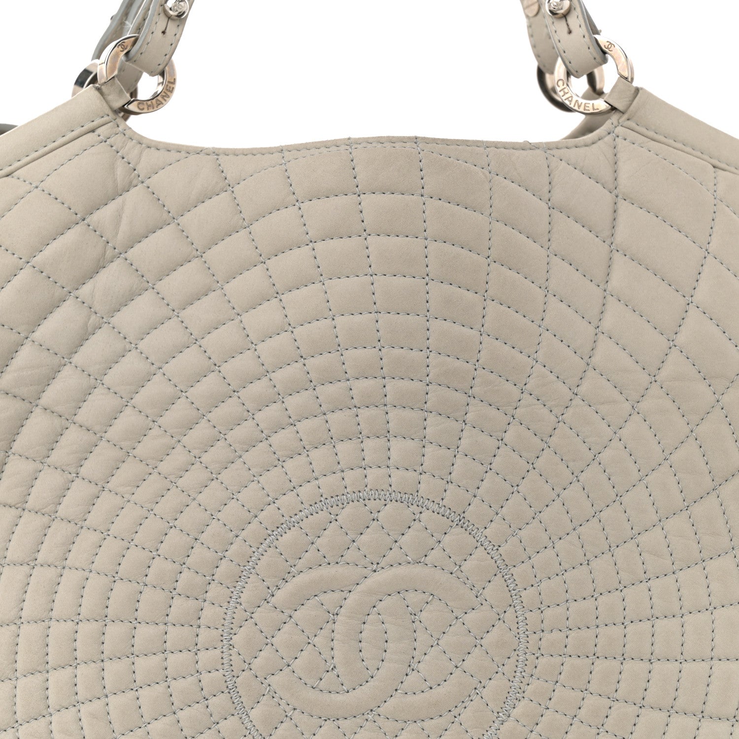 Iridescent Calfskin Large Sea Hit Tote Grey