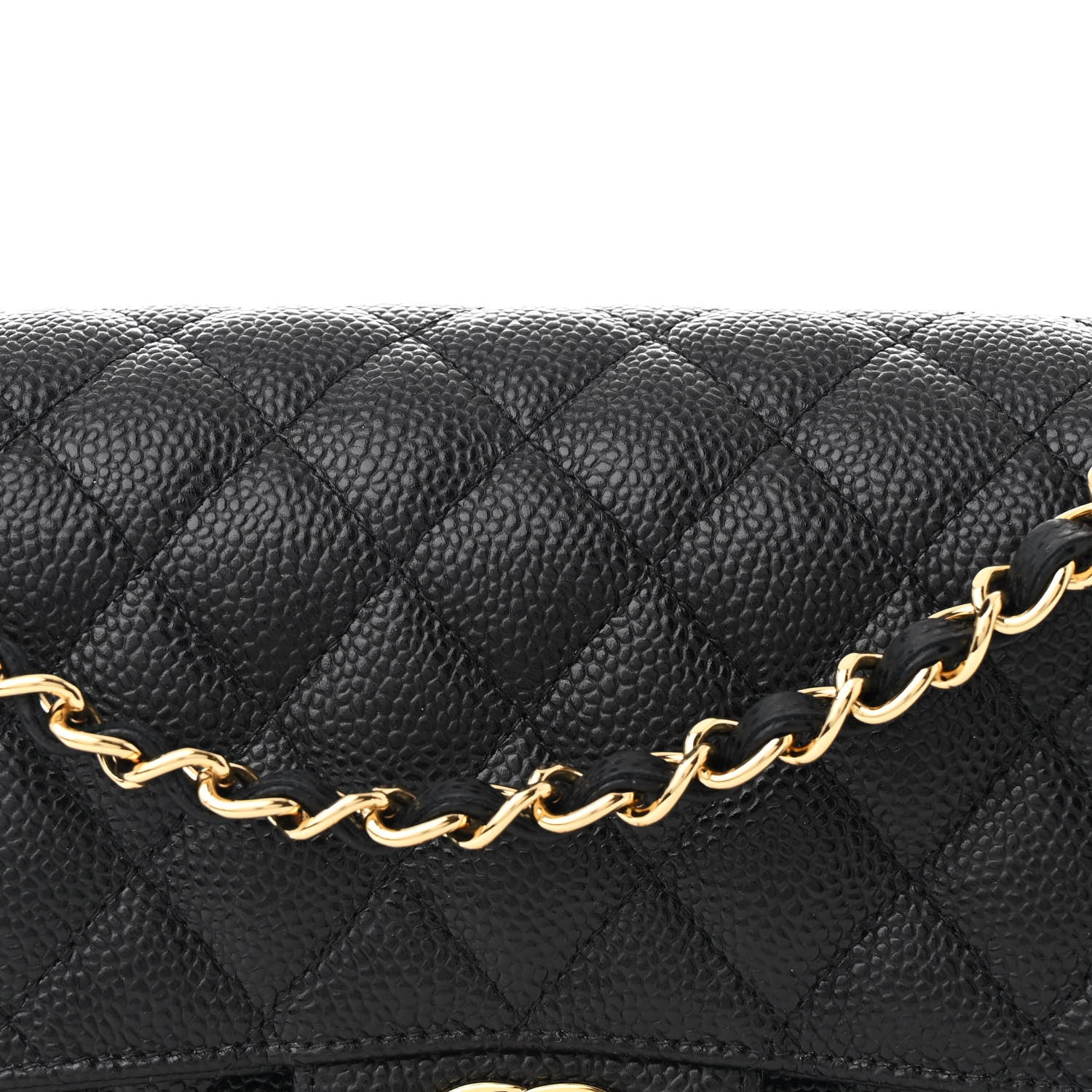 Caviar Quilted Medium Double Flap Black