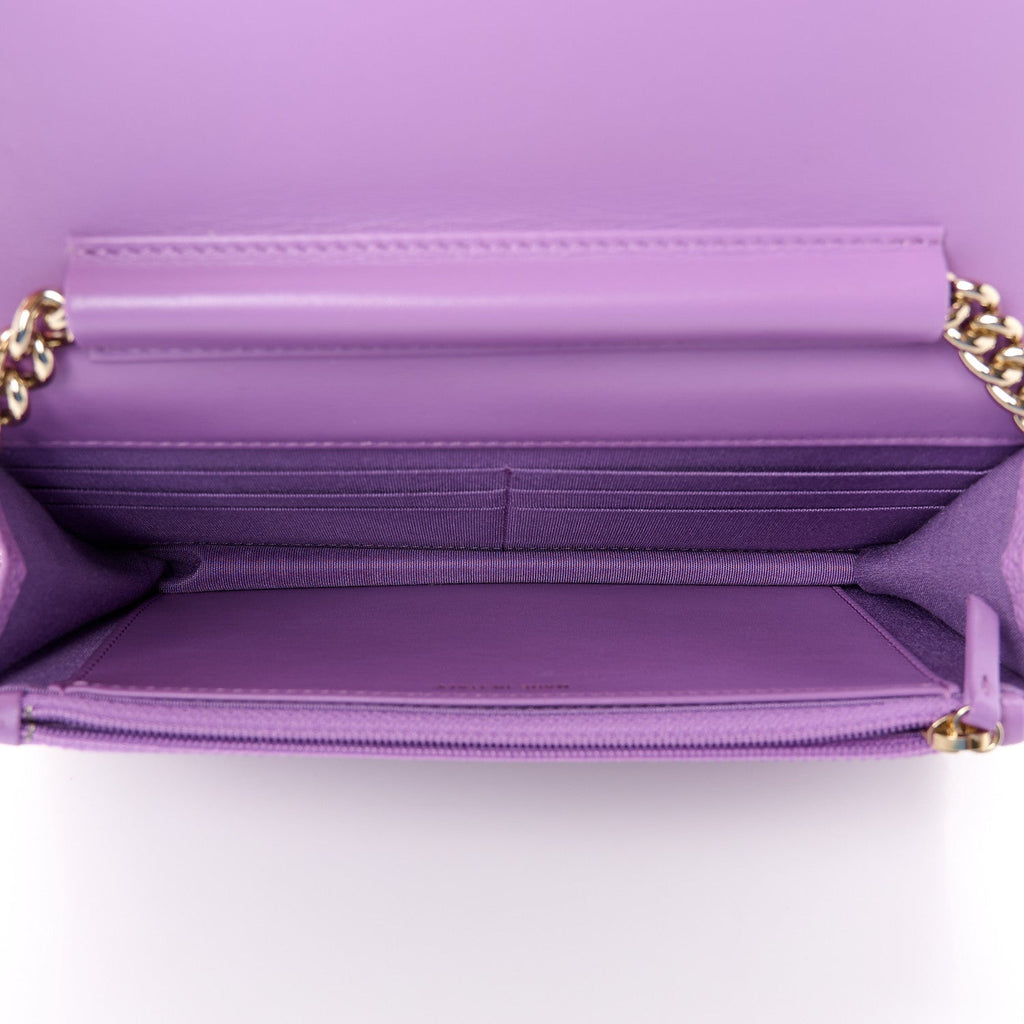 Caviar Quilted Boy Wallet On Chain WOC Purple