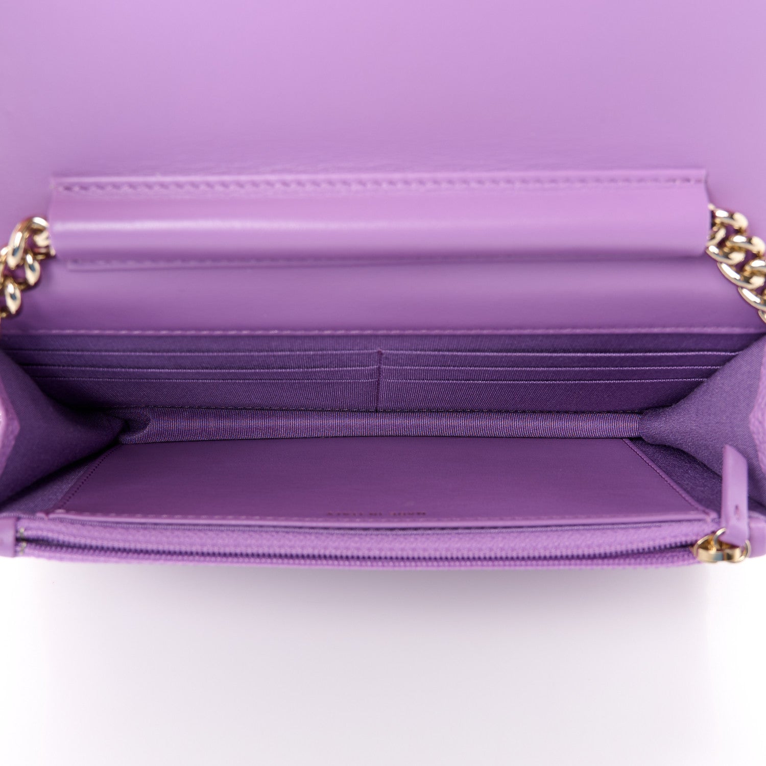 Caviar Quilted Boy Wallet On Chain WOC Purple