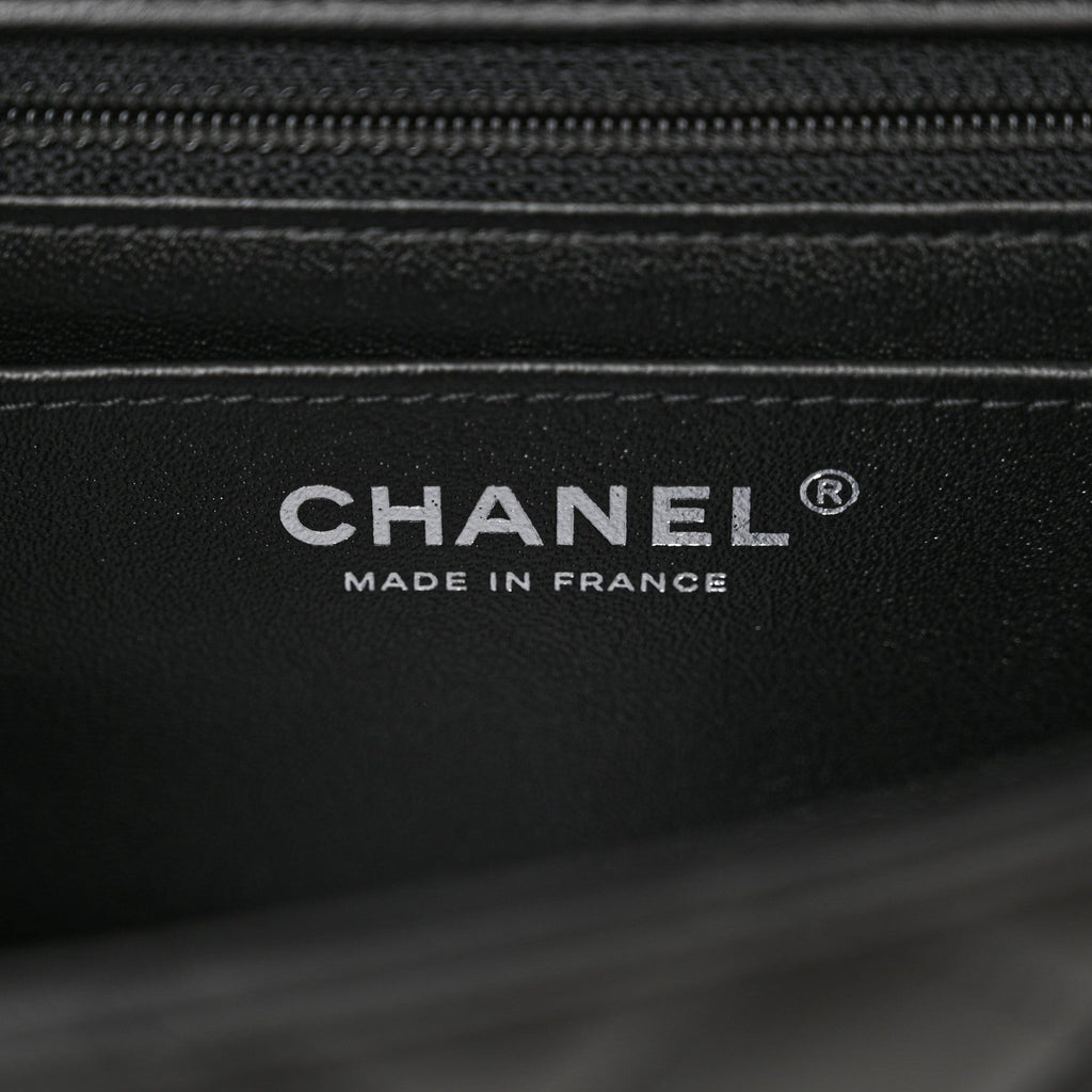 Lambskin Quilted Mini Rectangular Flap Black