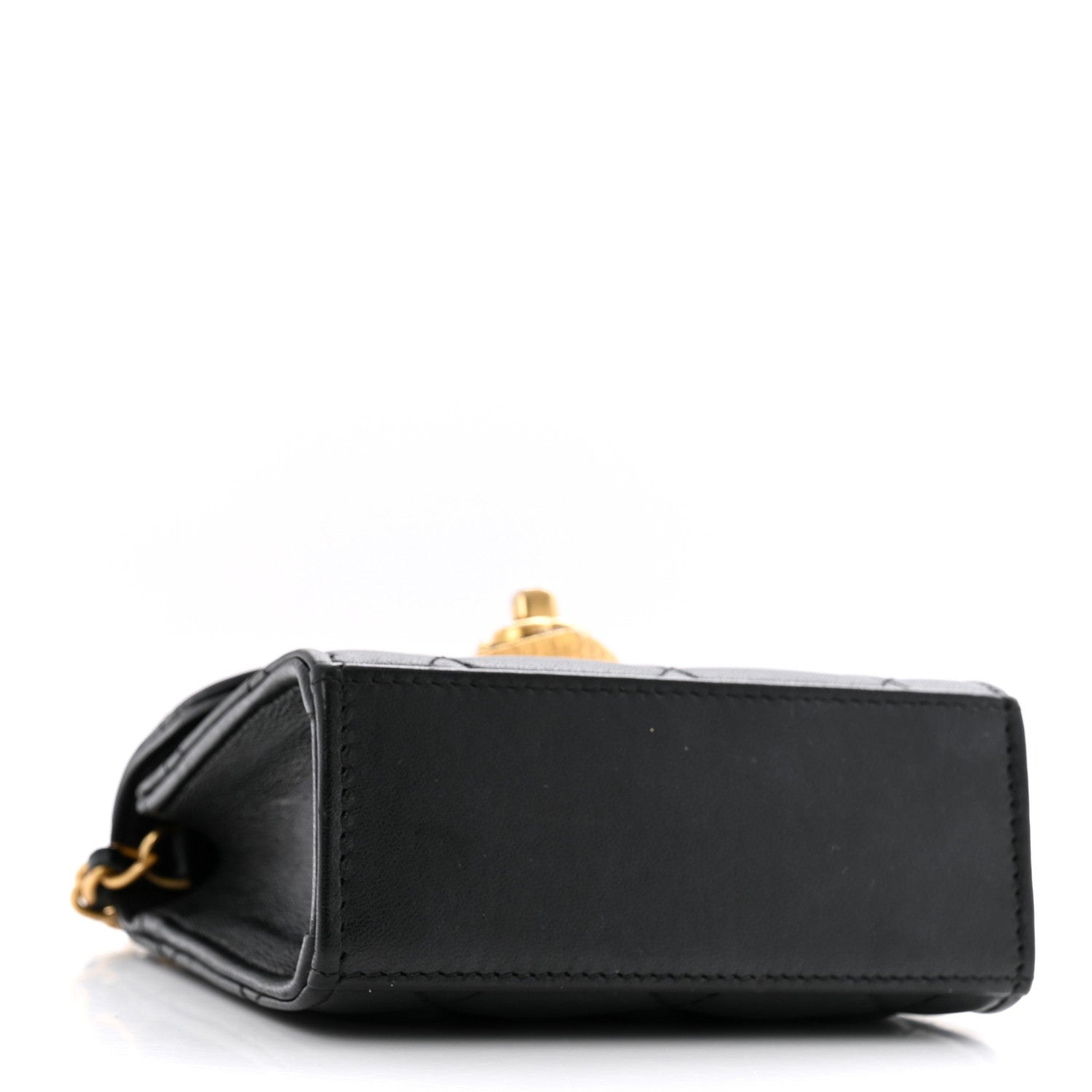 Lambskin Plexiglass Quilted Coco Love Clutch With Chain Black