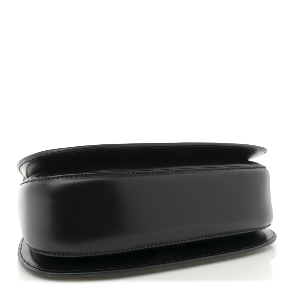 Calfskin Frame Print Bamboo Top Handle Bag Black