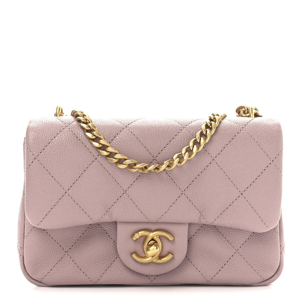 Caviar Quilted Mini Rectangular Sweetheart Flap Lilac