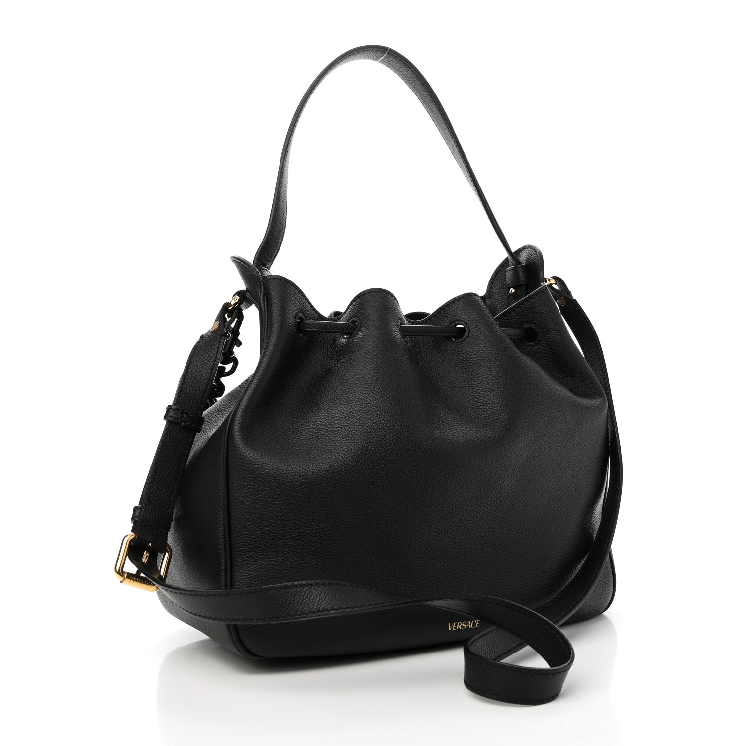 Grained Calfskin La Medusa Bucket Bag Black