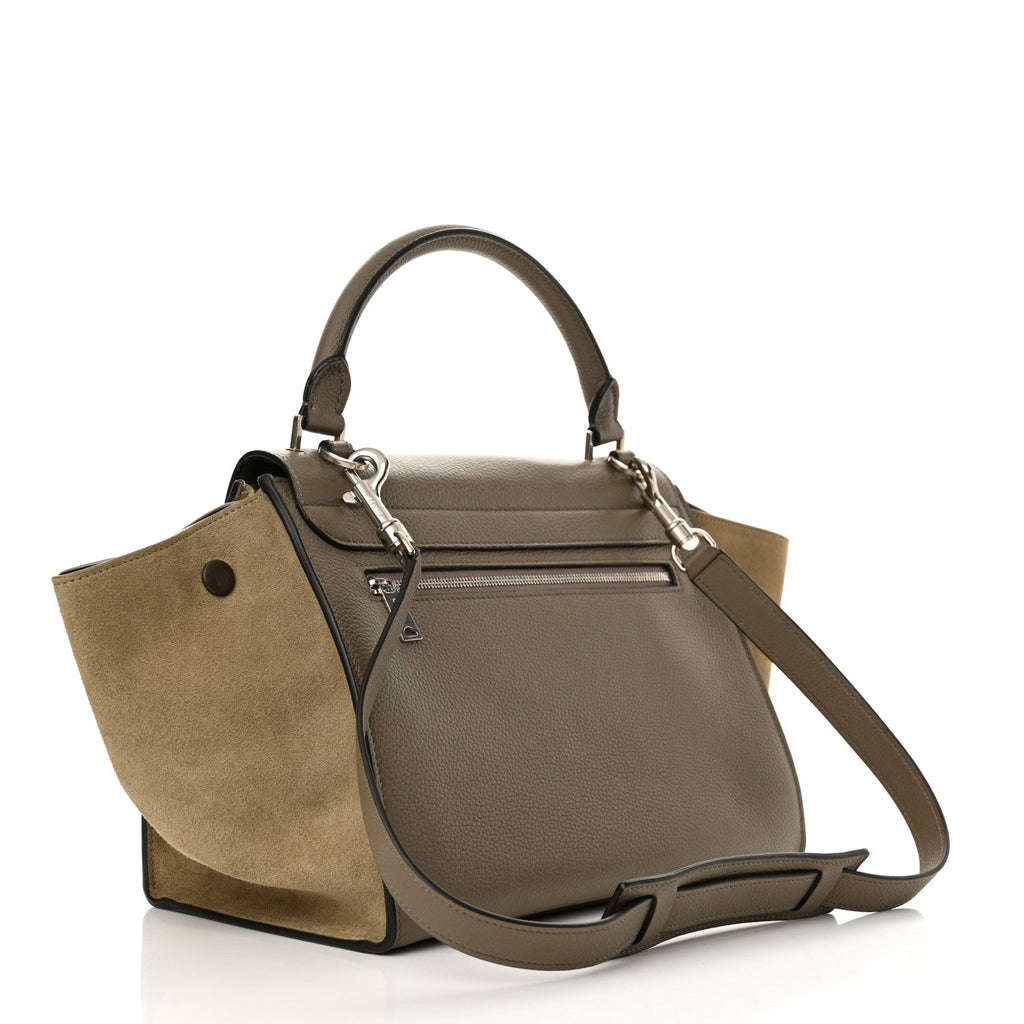 Drummed Calfskin Suede Medium Trapeze Dune