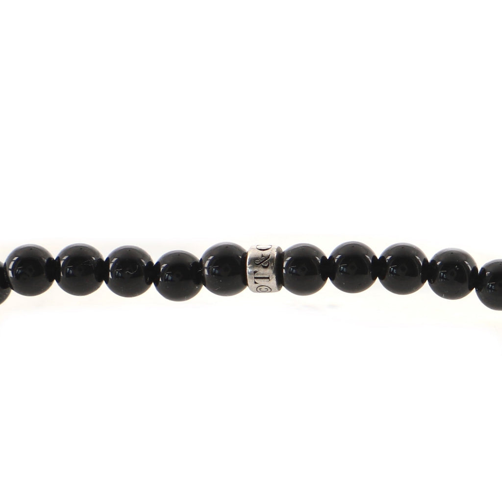 Ziegfeld Tassel Necklace Onyx with Sterling Silver and Freshwater Pearls