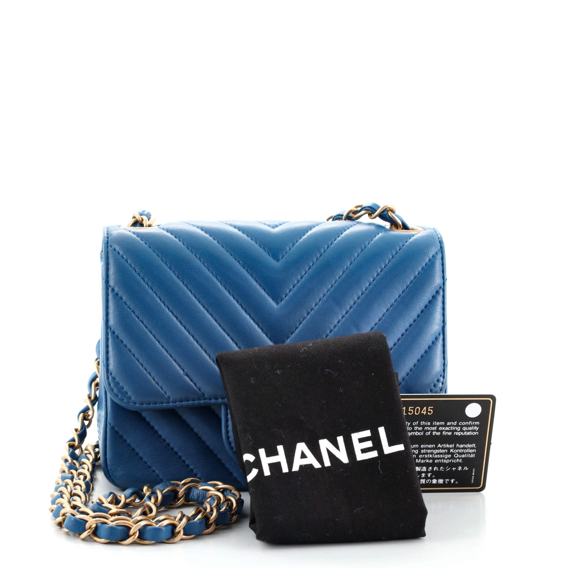 Square Classic Single Flap Bag Chevron Lambskin Mini