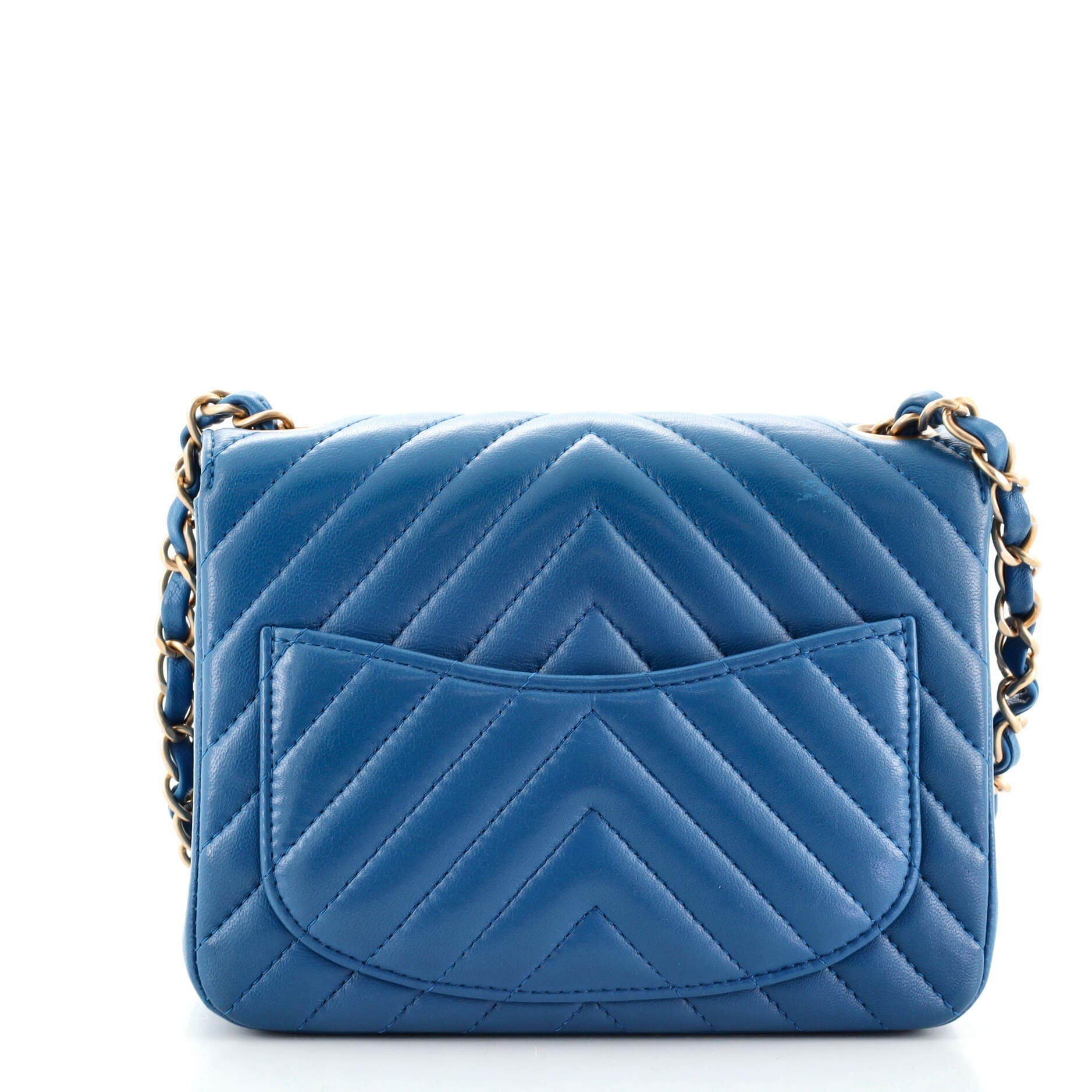 Square Classic Single Flap Bag Chevron Lambskin Mini
