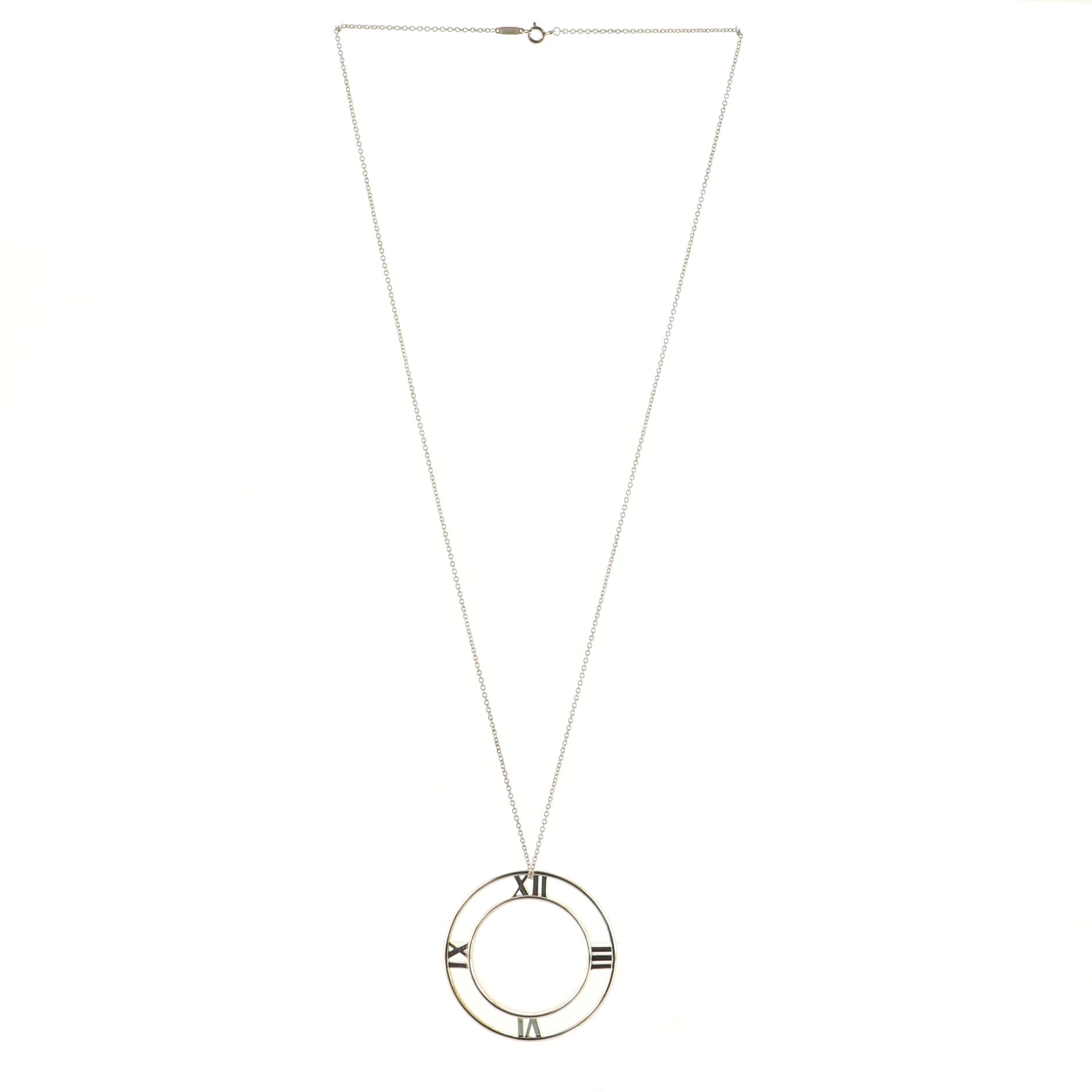 Atlas Open Medallion Pendant Necklace Sterling Silver Large