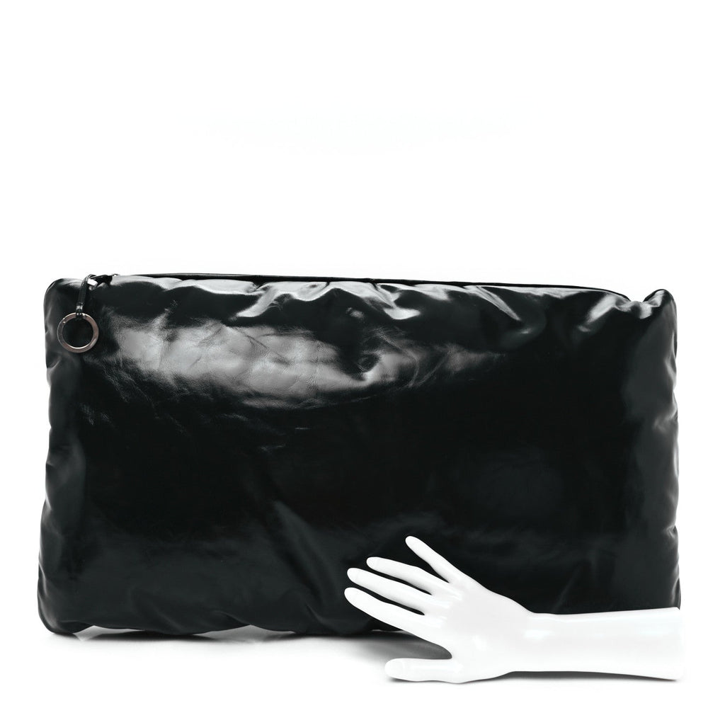 Patent Large Pillow Pouch Emerald Green