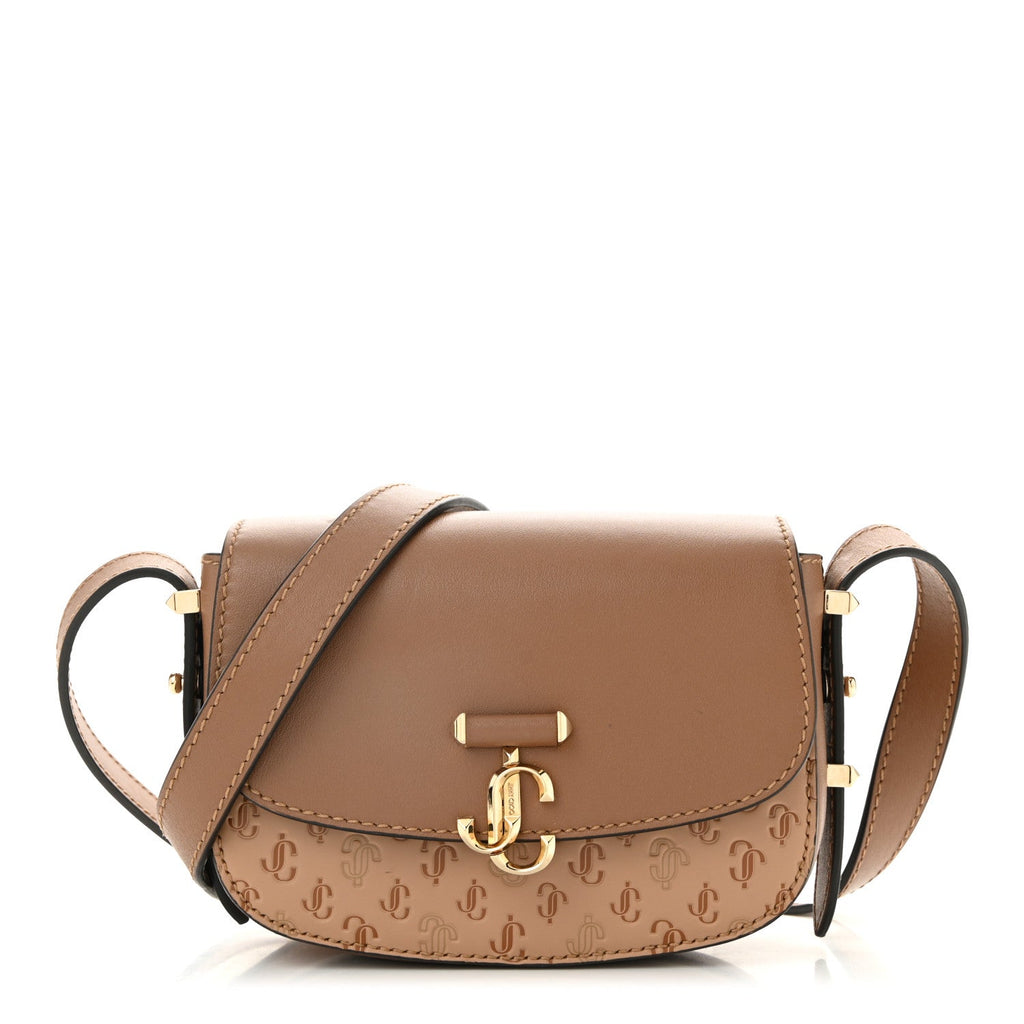 Calfskin Small Varenne Logo Embossed Shoulder Bag Brown