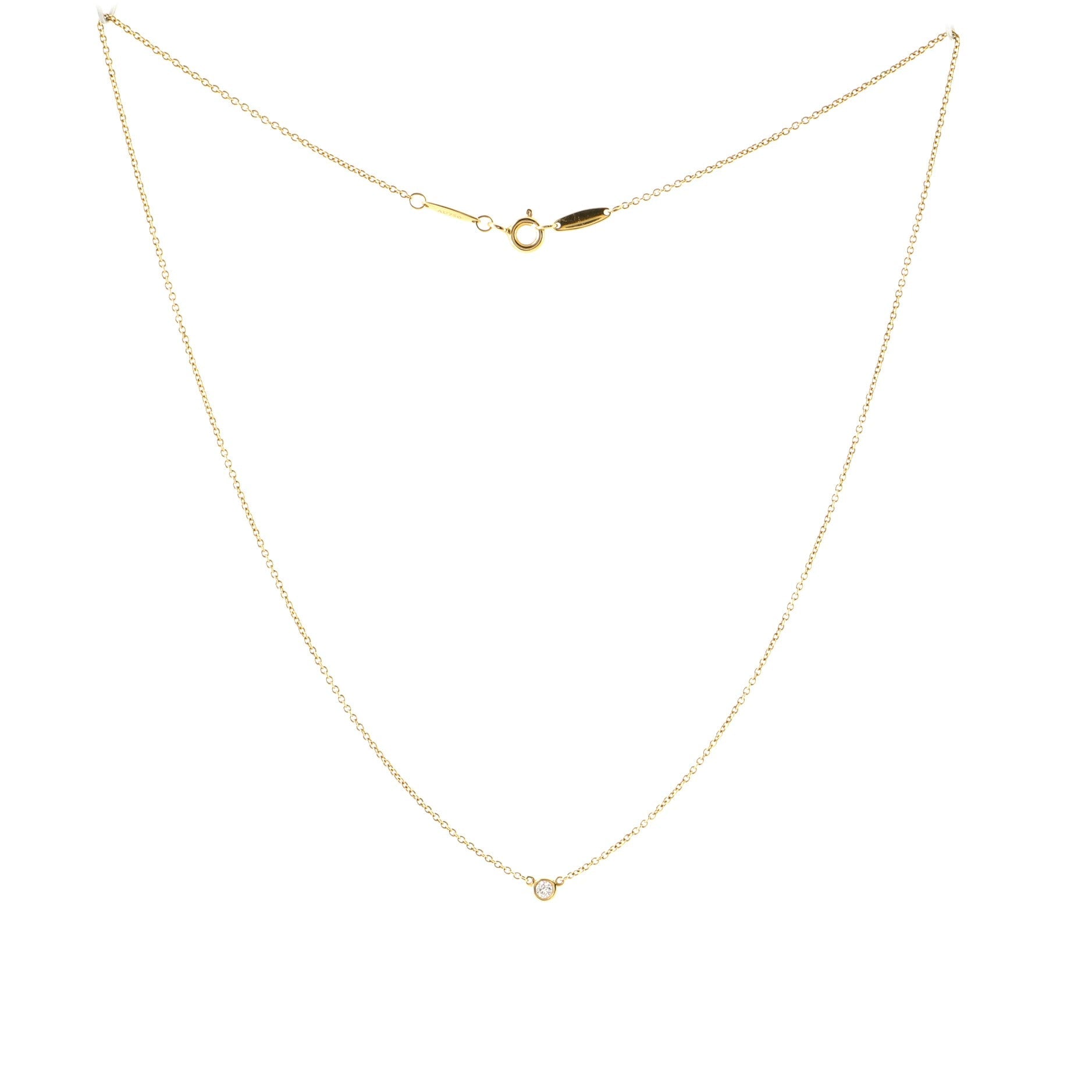 Elsa Peretti Diamonds By The Yard Pendant Necklace 18K Yellow Gold with Diamond .05CT