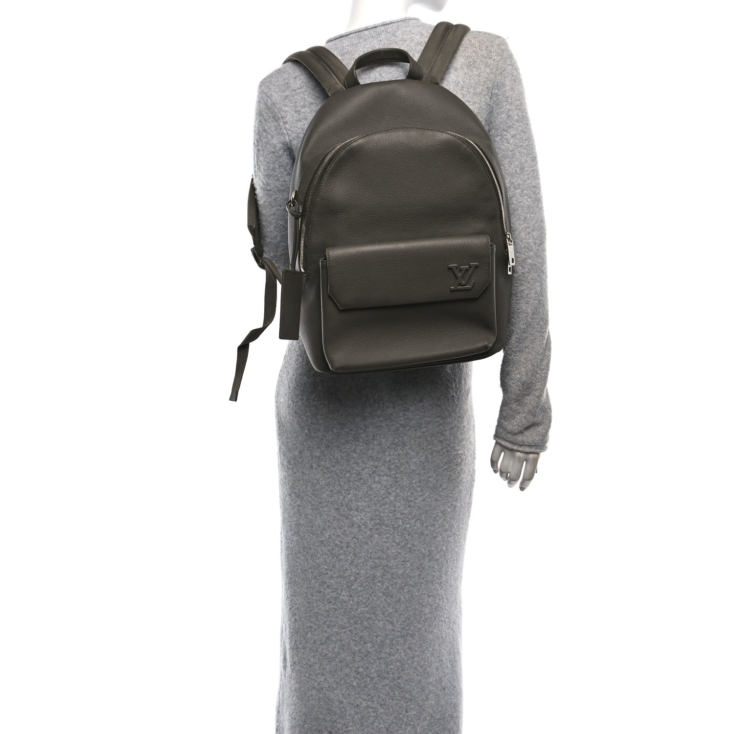 Grained Calfskin Aerogram Takeoff Backpack Grey