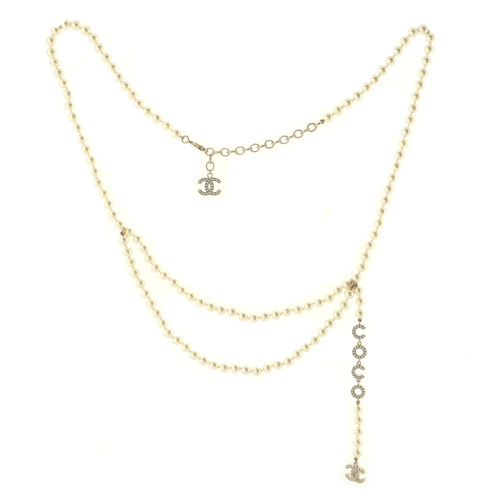 Coco Double Strand Belt Faux Pearls and Metal 100