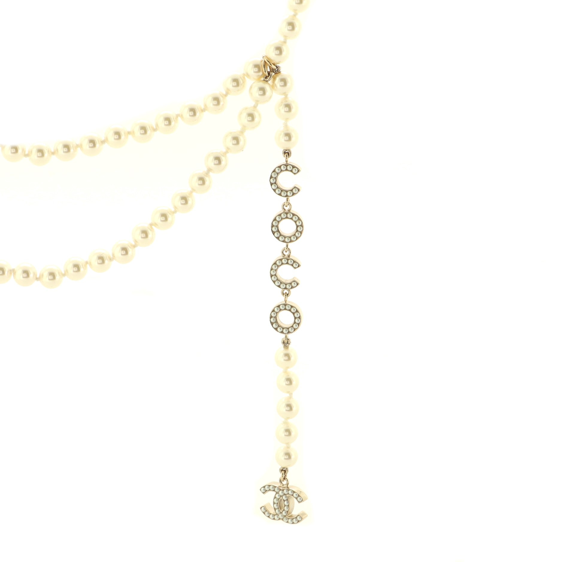 Coco Double Strand Belt Faux Pearls and Metal 100
