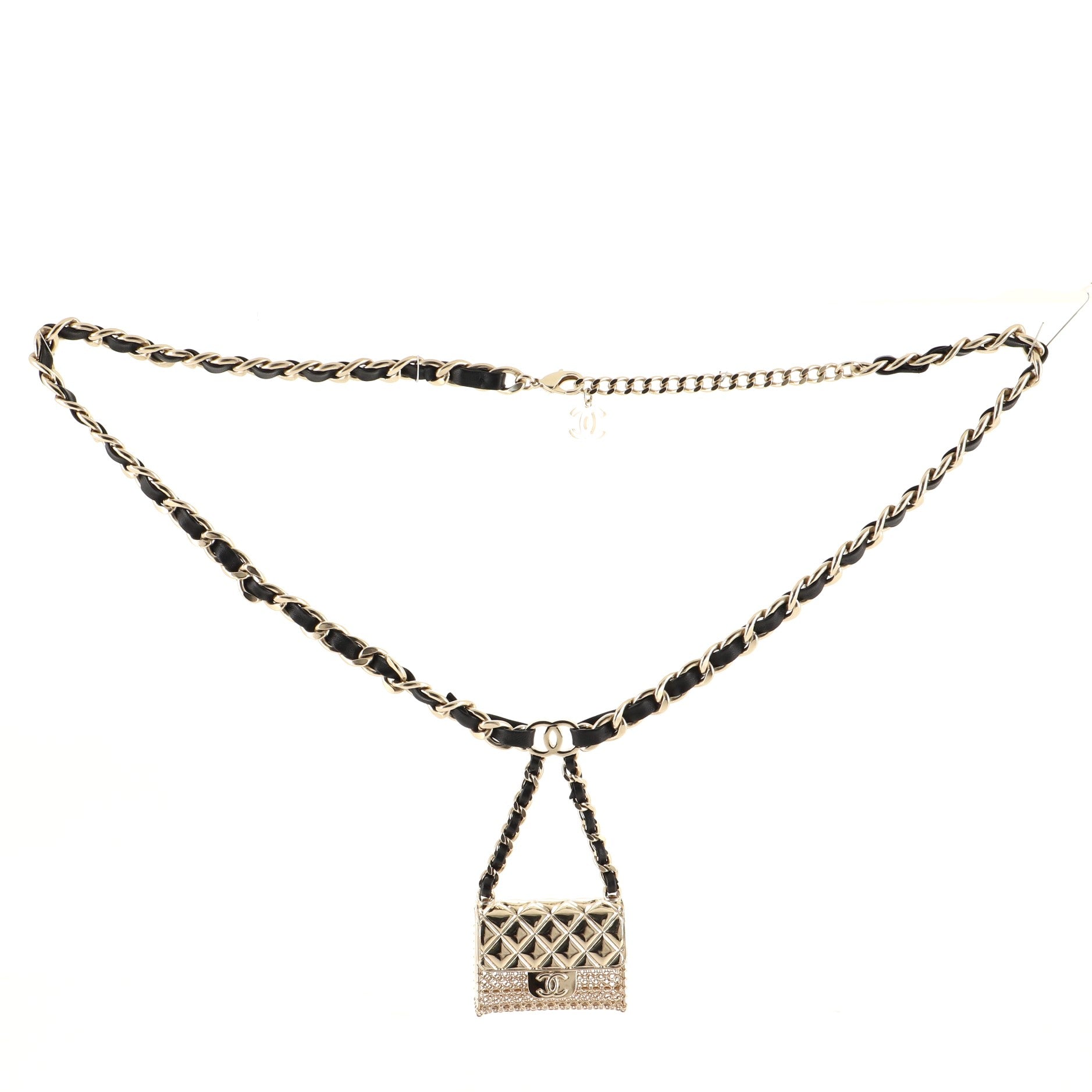 Flap Bag Charm Chain Belt Metal and Lambskin 45