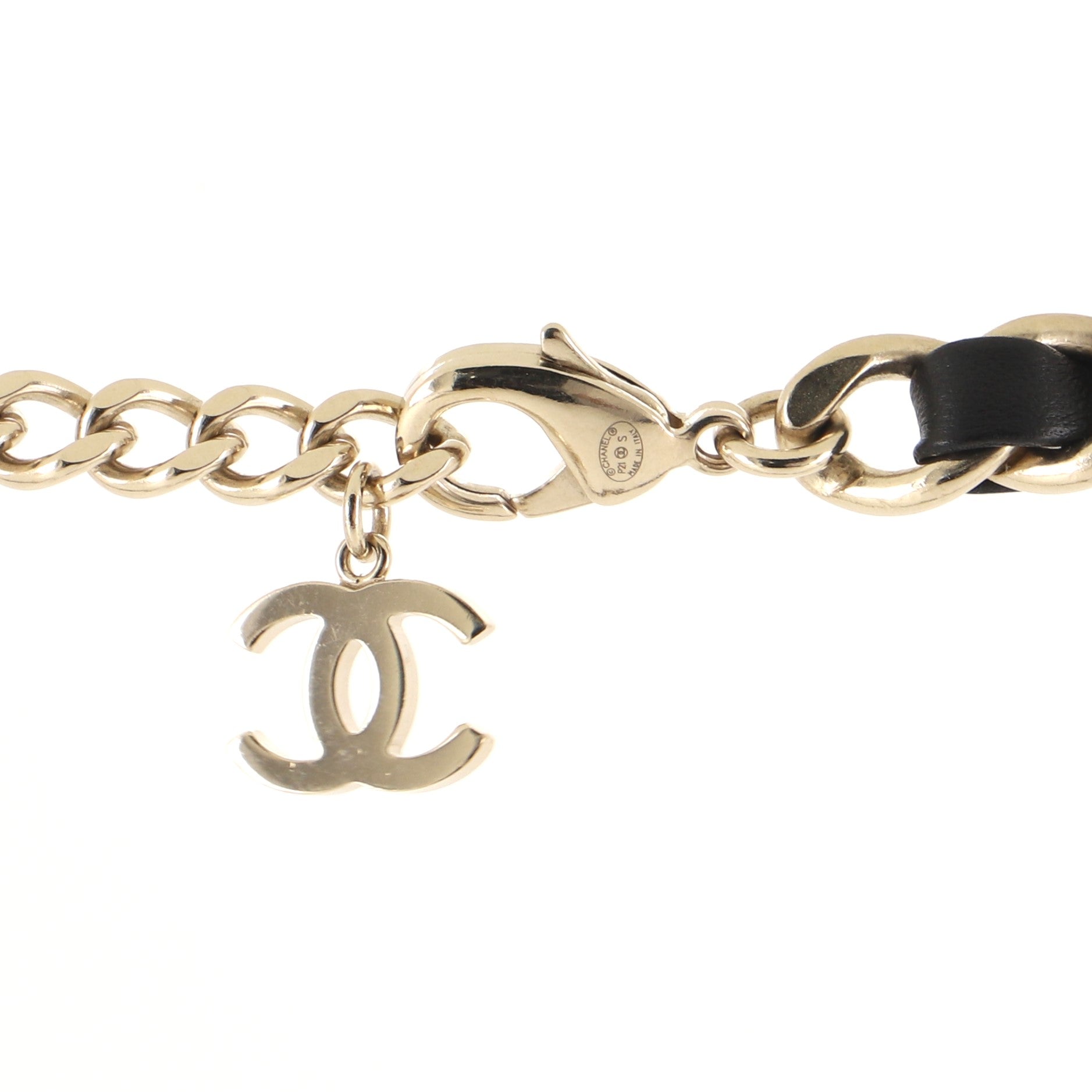 Flap Bag Charm Chain Belt Metal and Lambskin 45