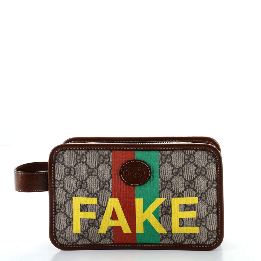 Fake/Not Cosmetic Case Printed GG Coated Canvas
