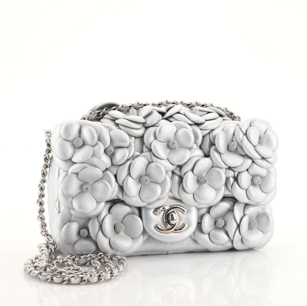 CC Camellia Flap Bag Embellished Lambskin Mini