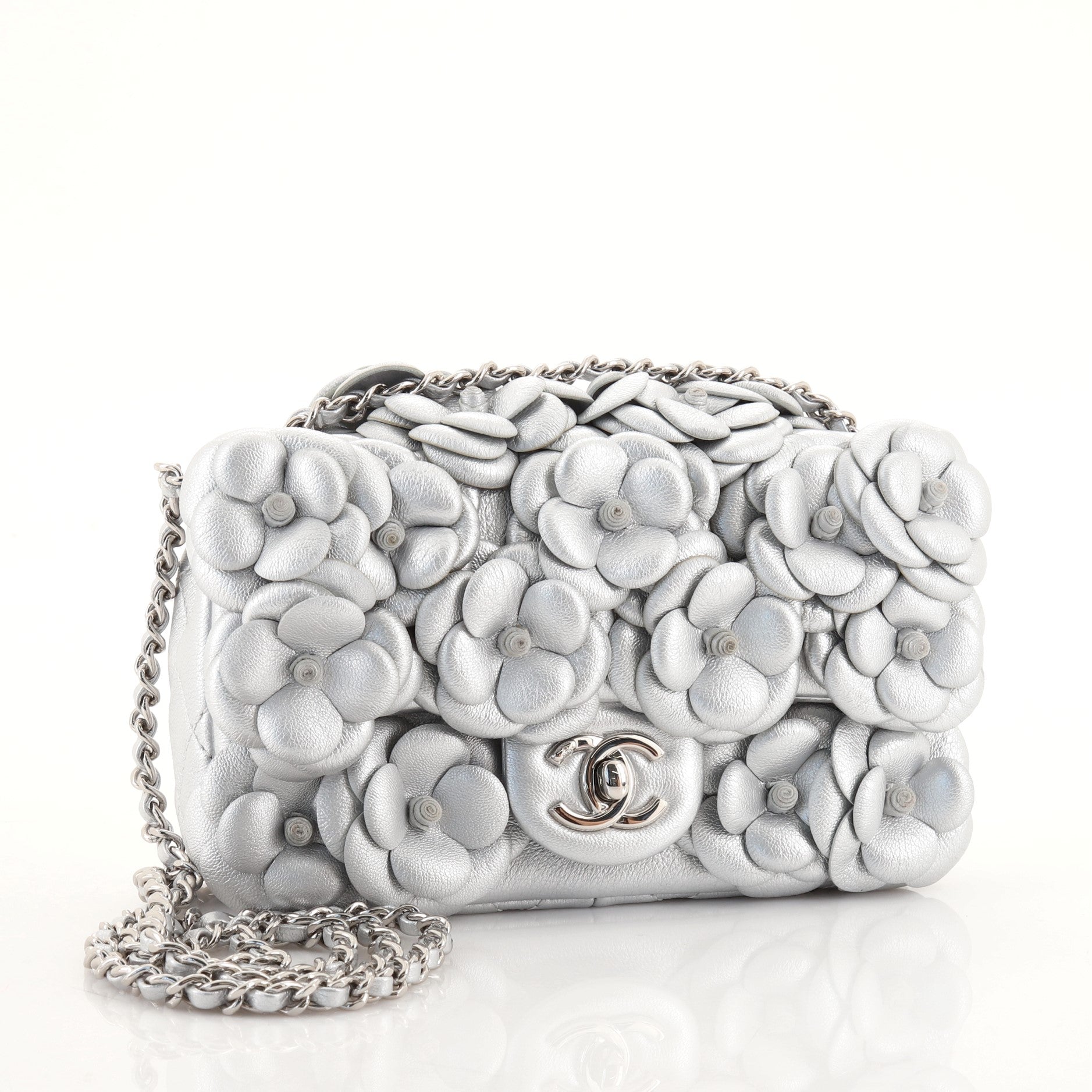 CC Camellia Flap Bag Embellished Lambskin Mini