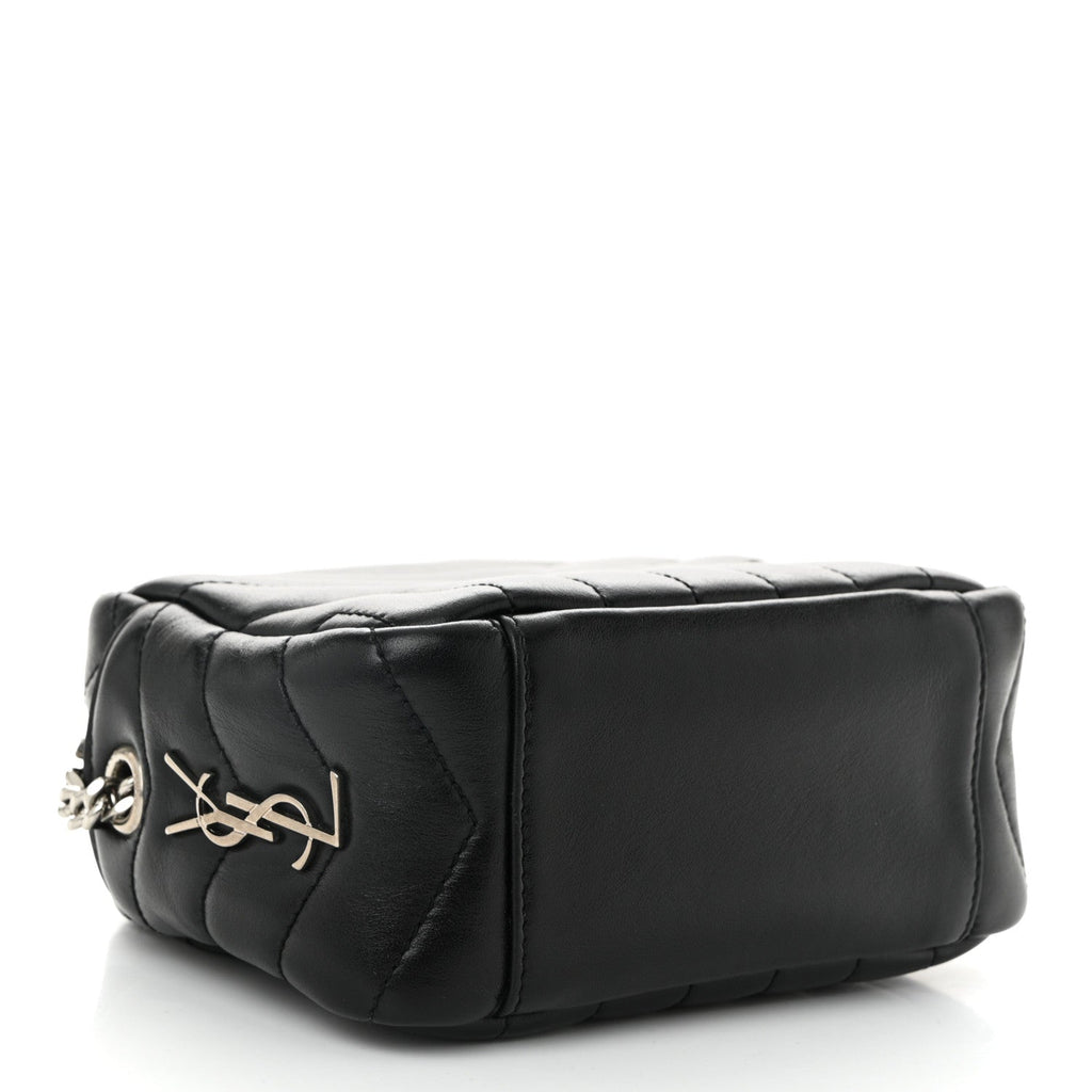 Calfskin Y Quilted Monogram Mini Loulou Bowling Bag Black