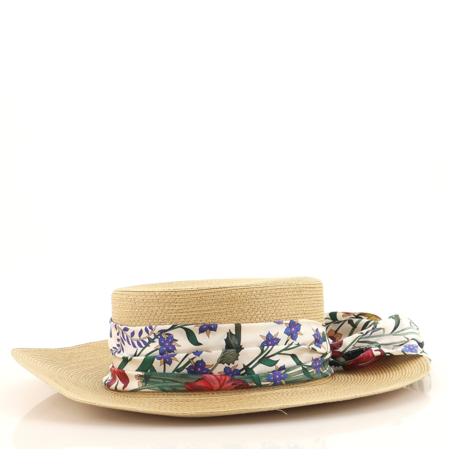 Papier Wide Brim Hat Straw with Scarf Ribbon Medium