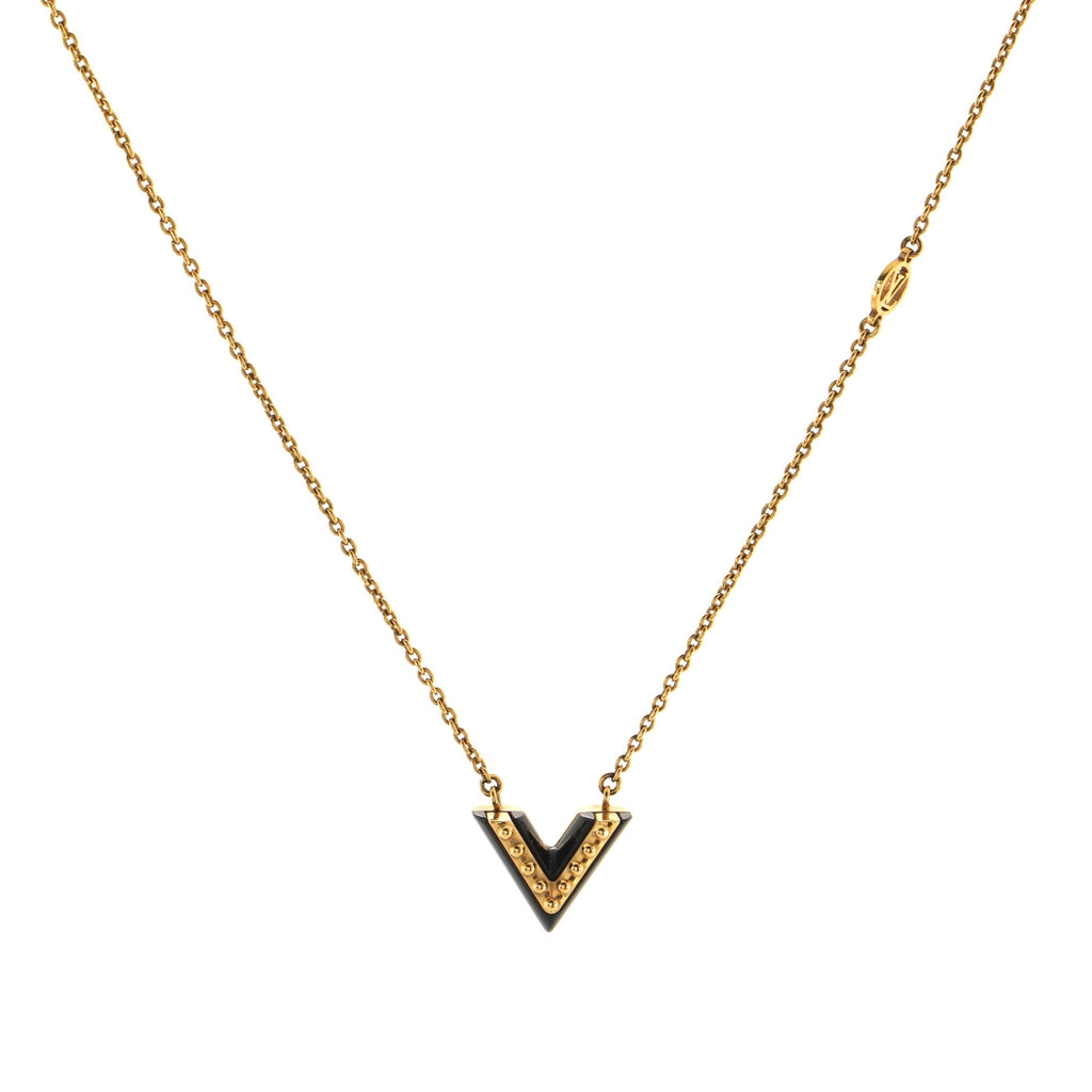 Essential V Necklace Studded Metal and Lacquer
