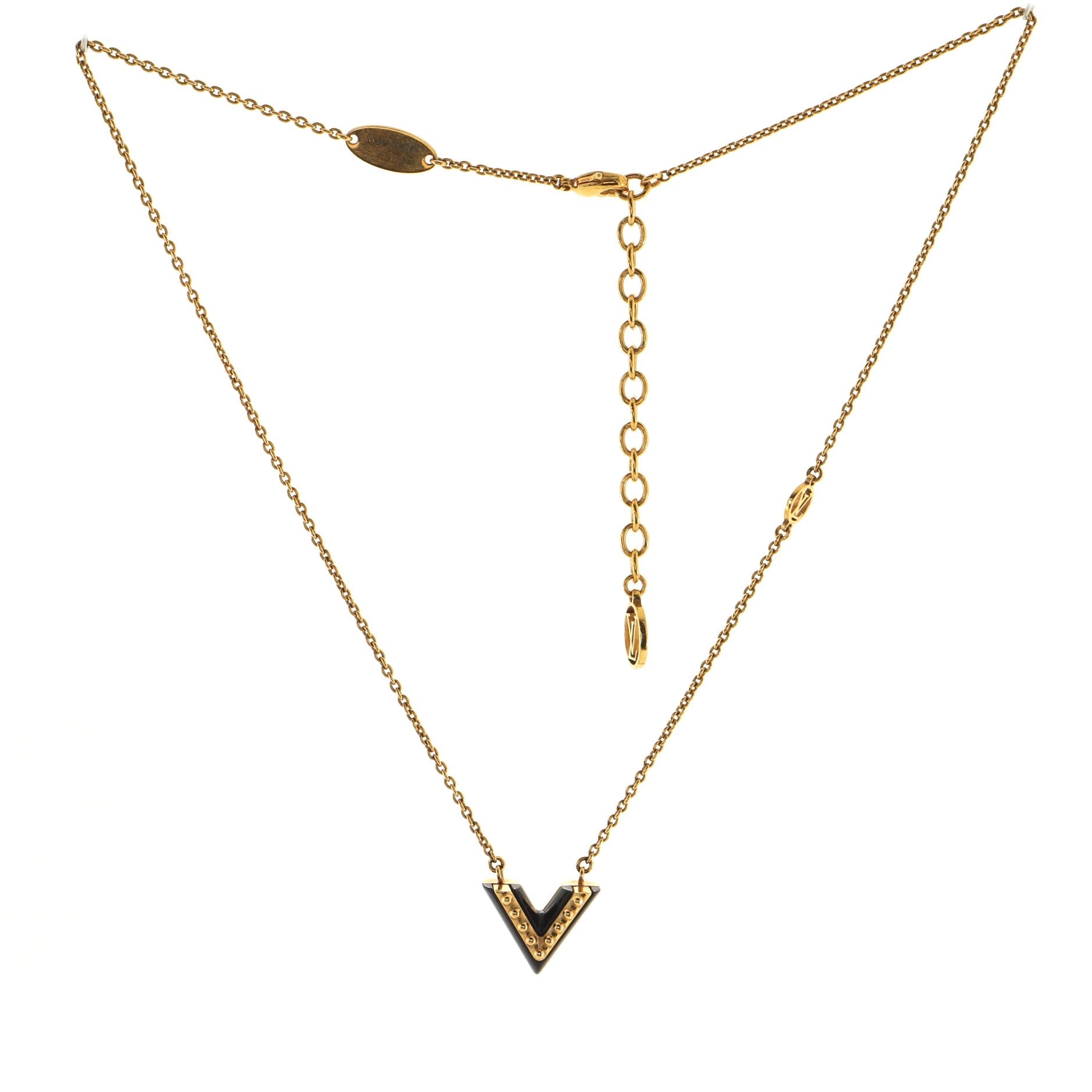Essential V Necklace Studded Metal and Lacquer