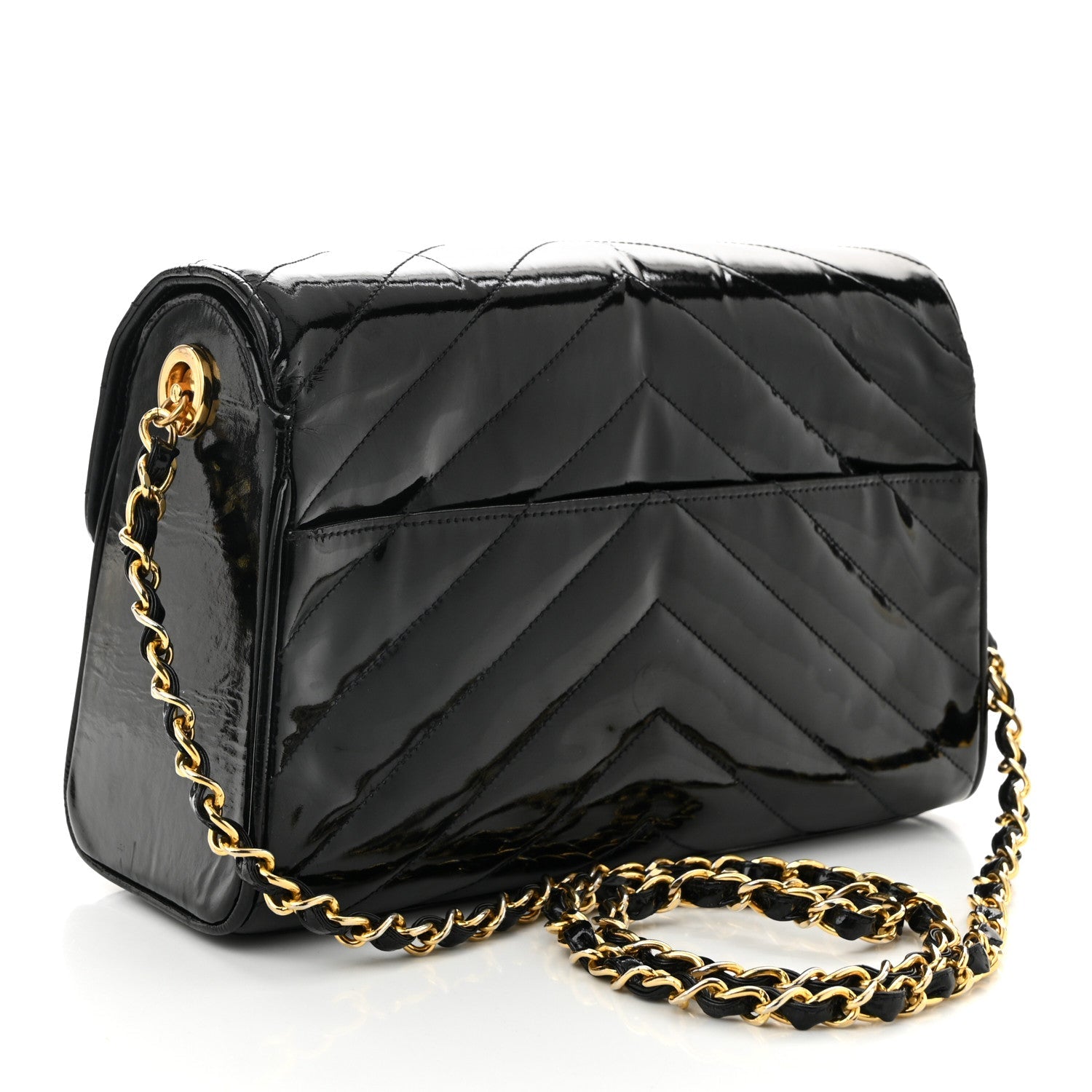 Patent Small Chevron Single Flap Black