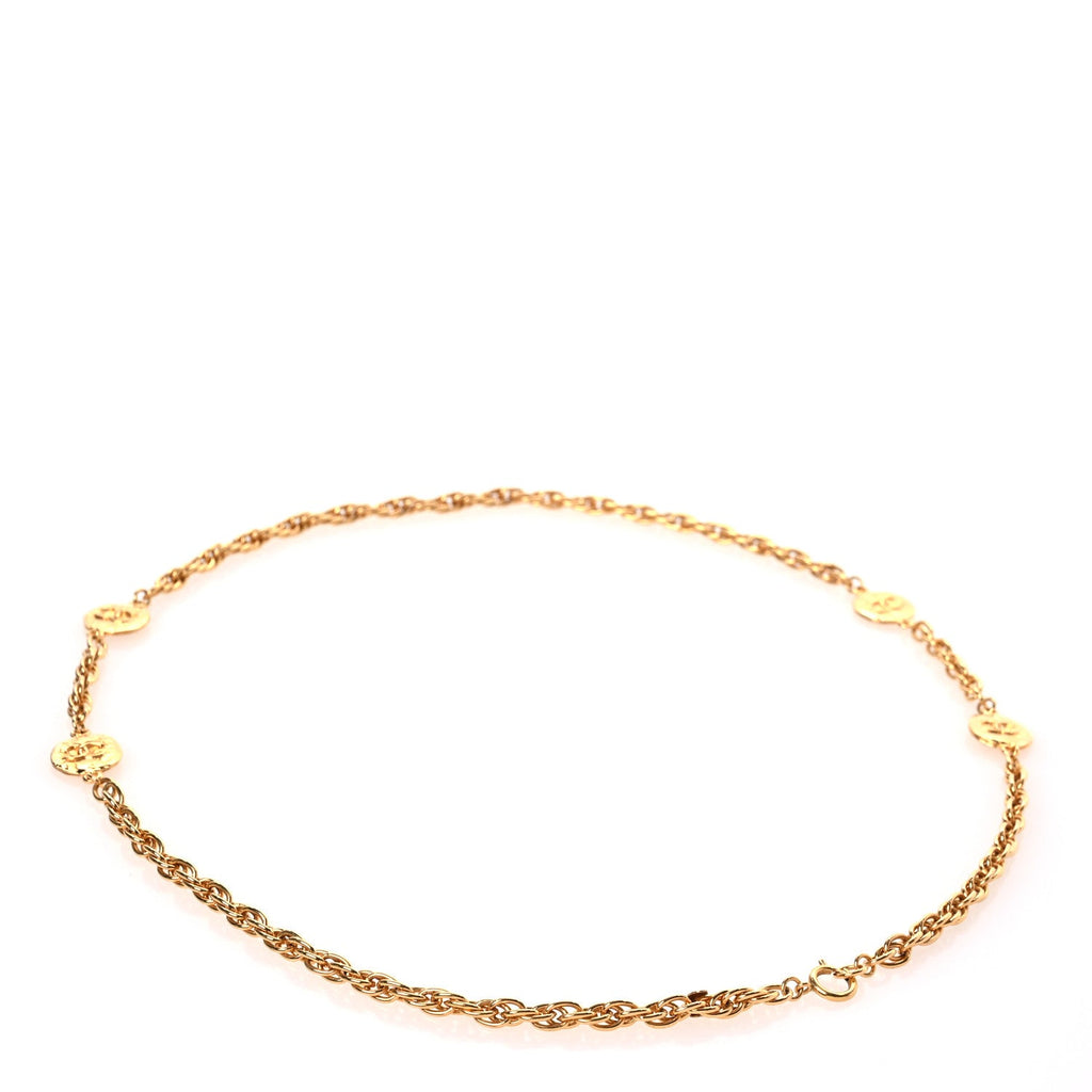Metal Chain CC Medallion Belt Gold