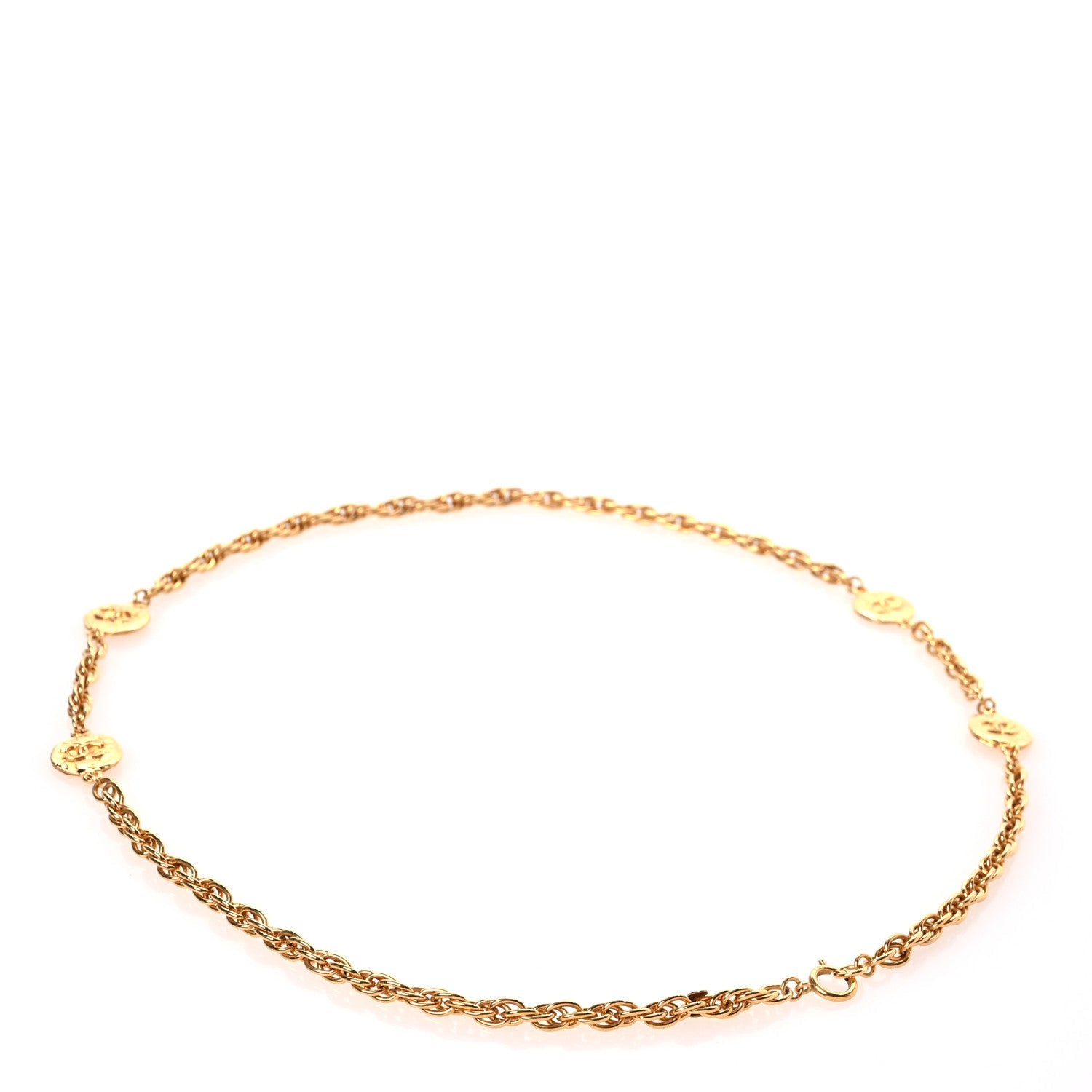 Metal Chain CC Medallion Belt Gold