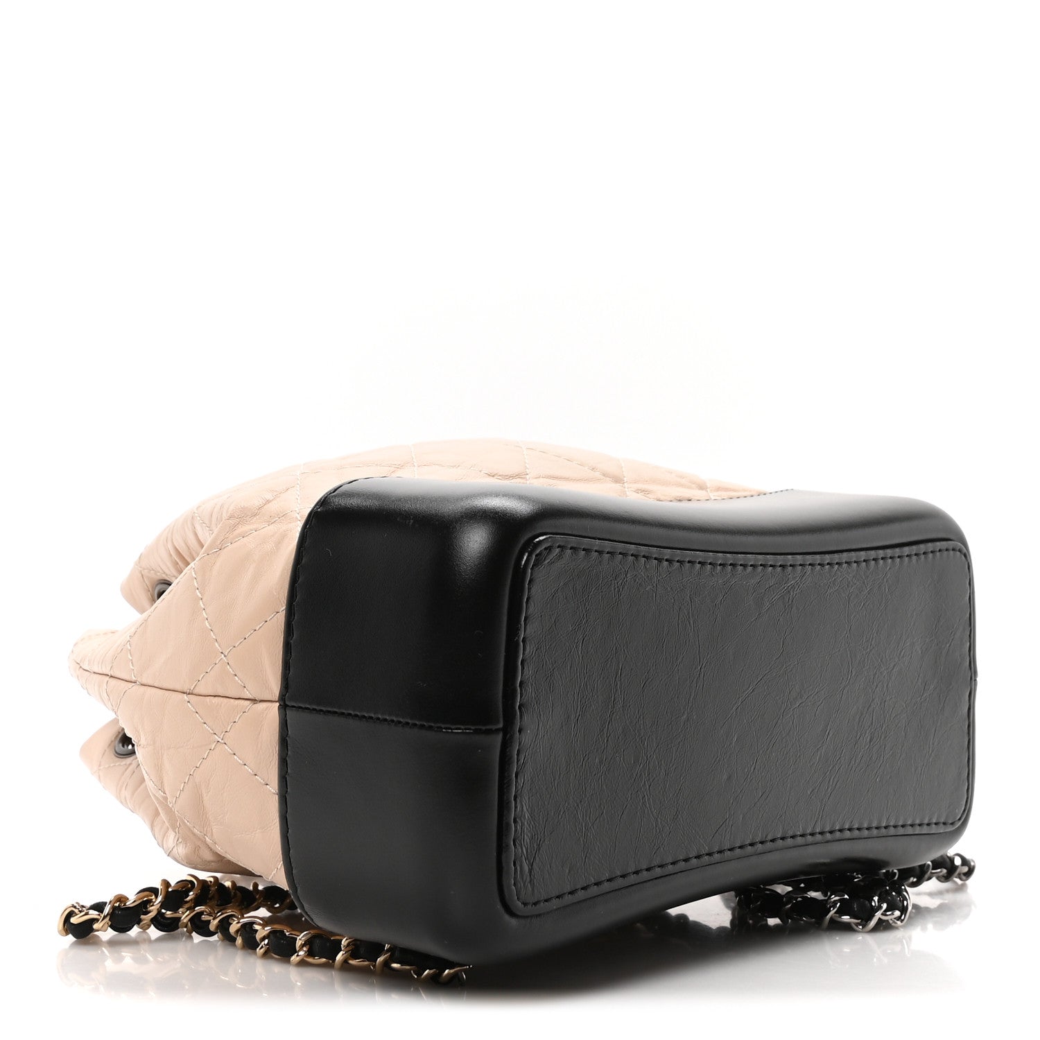Aged Calfskin Quilted Small Gabrielle Backpack Beige Black
