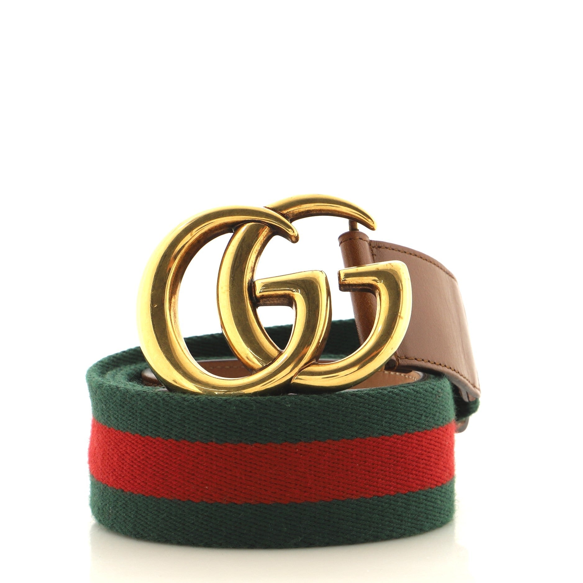 GG Marmont Web Belt Canvas and Leather Wide 100